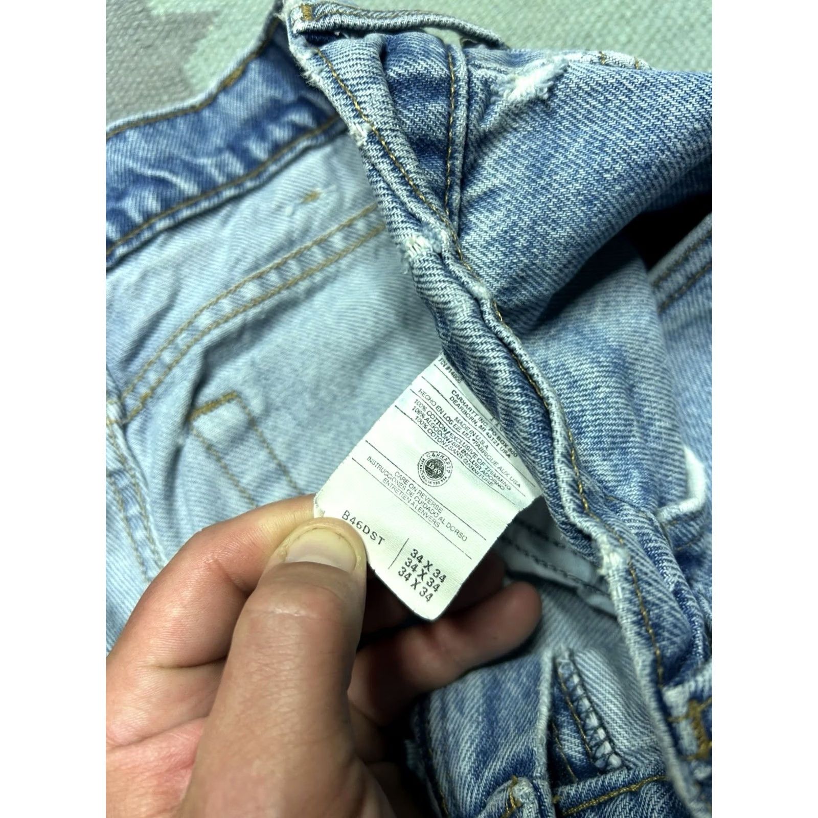 Carhartt VINTAGE Carhartt Jeans Denim Blue Mens 33x33 workwear skater USA worn B46 DST Size US 33 - 4 Thumbnail