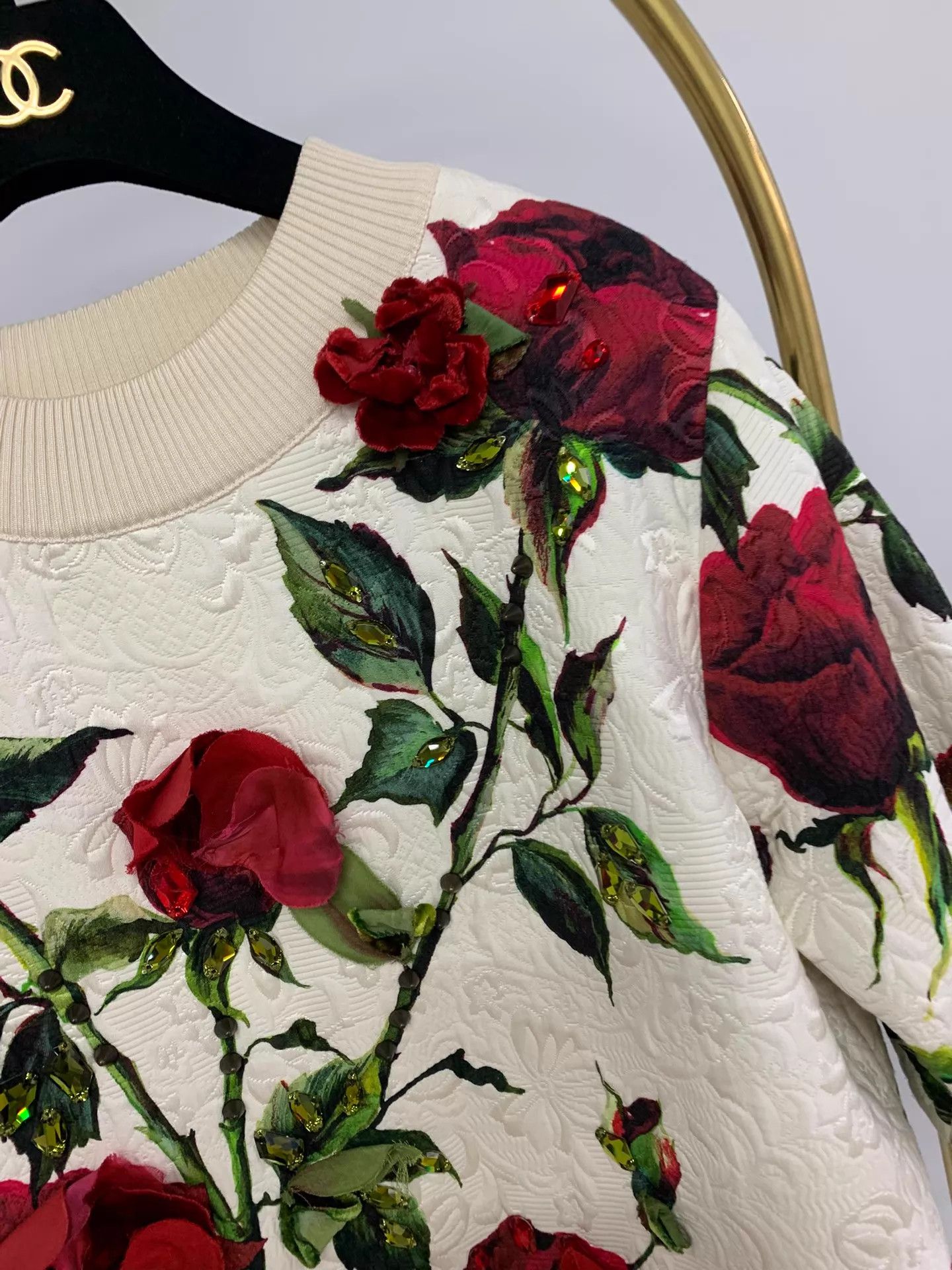 Dolce & Gabbana Dolce&Gabbana White Rose Beaded Embossed Top Size 36 Size XS / US 0-2 / IT 36-38 - 2 Thumbnail