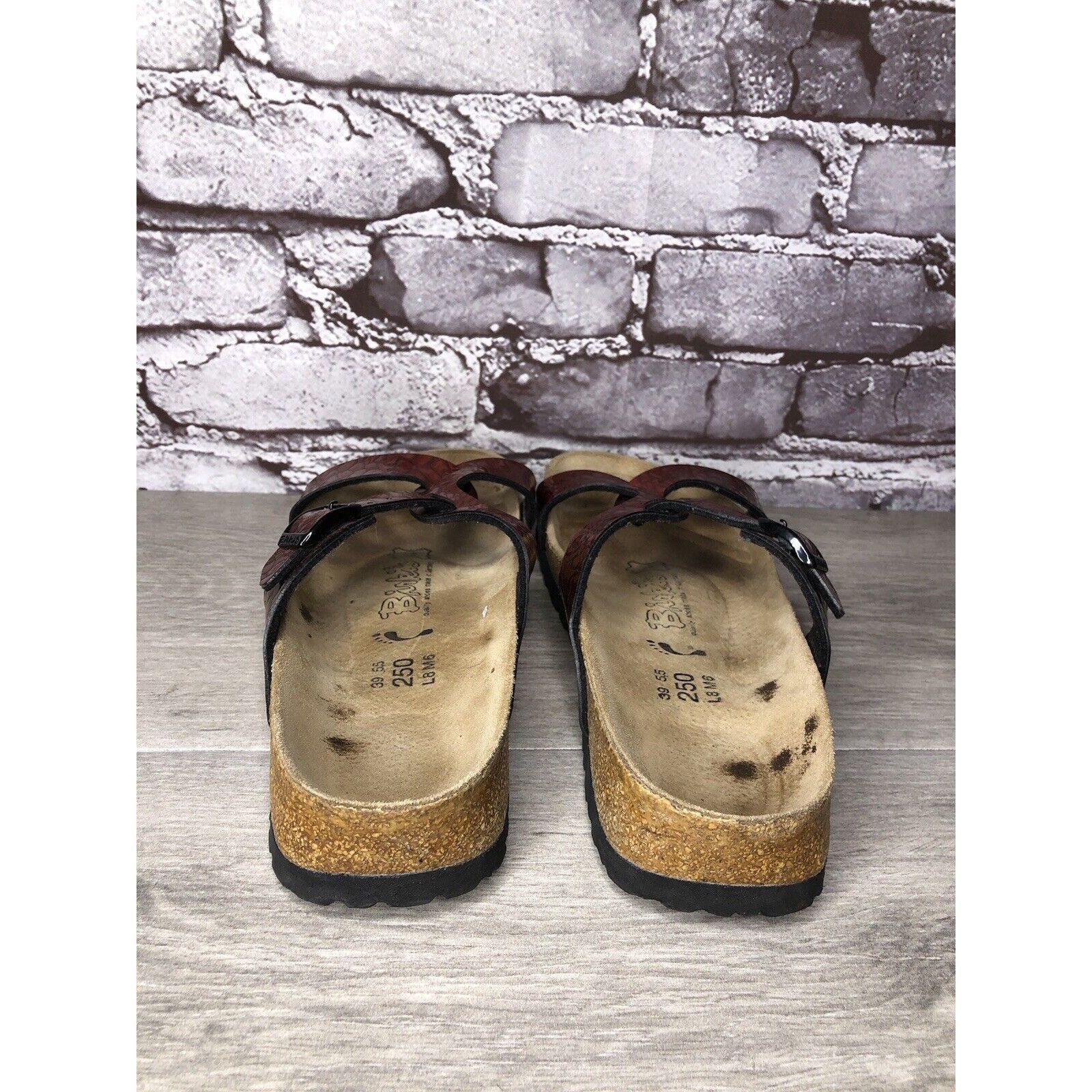 Birkenstock Birkenstock Birki’s Red Patent Leather Croc Cork Strap Sanda Size US 8 / IT 38 - 3 Thumbnail