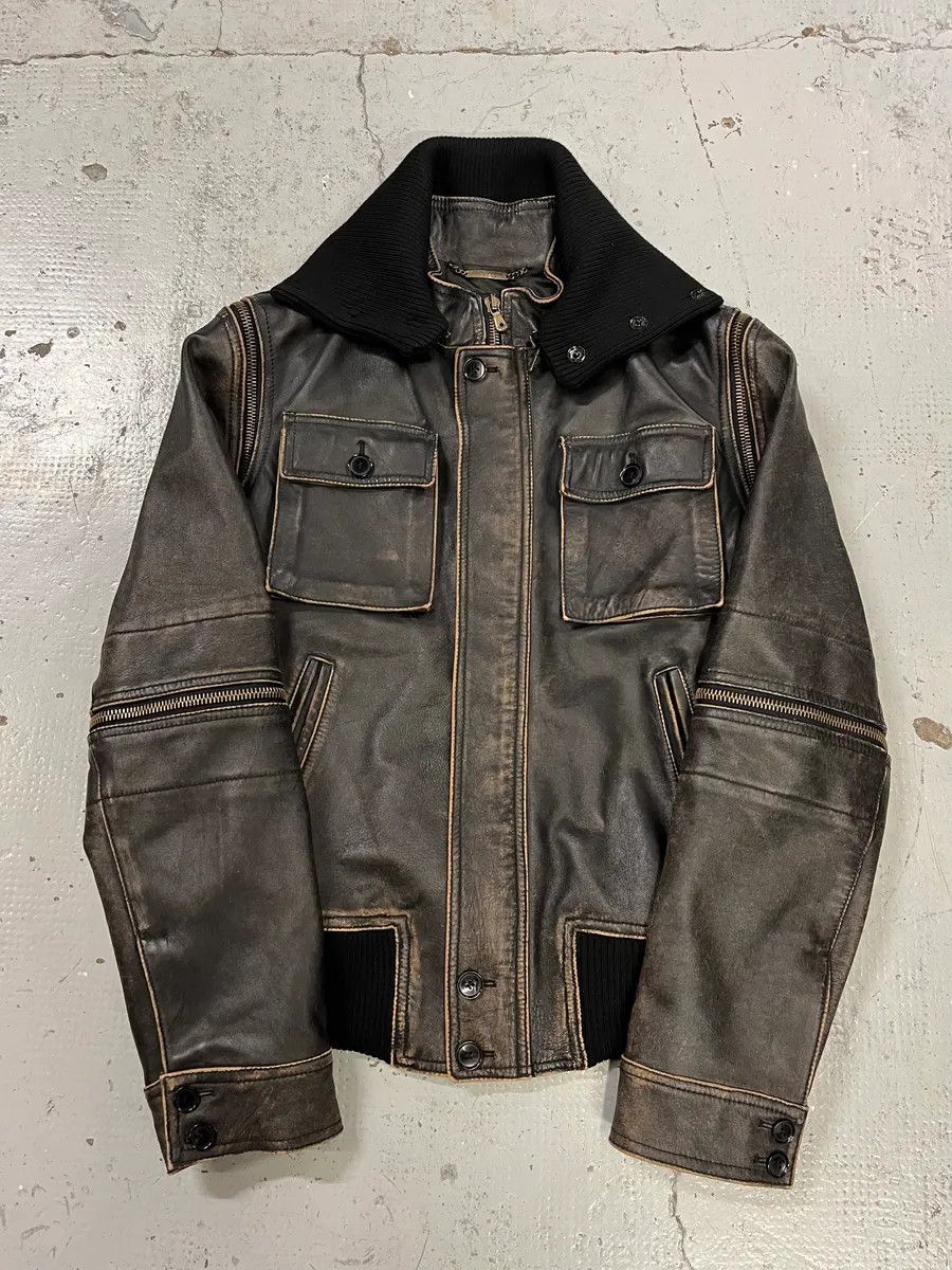 Dolce & Gabbana AW2003 Dolce & Gabbana Brown Horse Leather Zip Detachables Sleeves Jacket Size US M / EU 48-50 / 2 - 3 Thumbnail