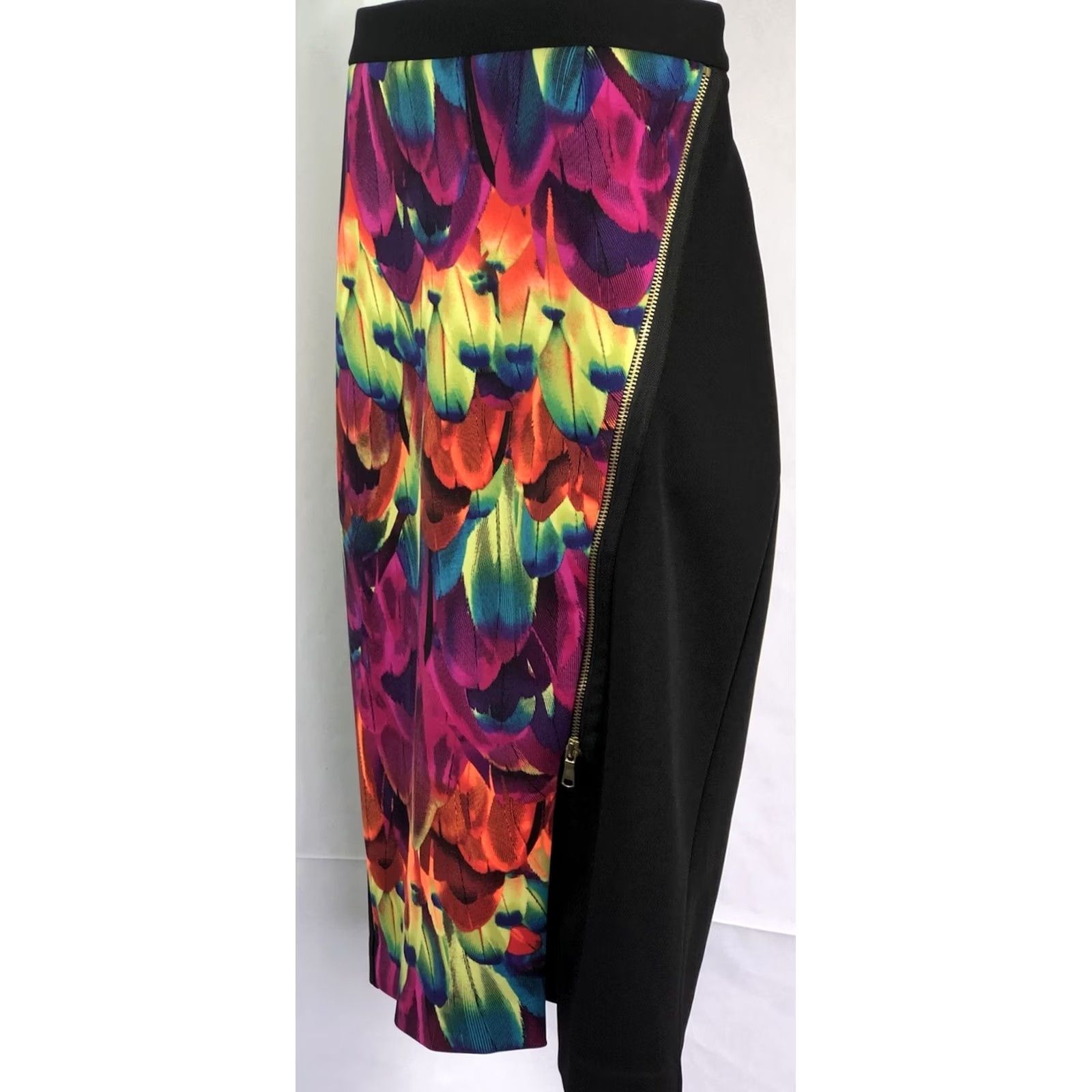 Worthington Worthington Straight Skirt Black Neon Feather Psychedelic Festival Size 12 34”W Zipper Womens Size 34" / US 12 / IT 48 - 2 Thumbnail