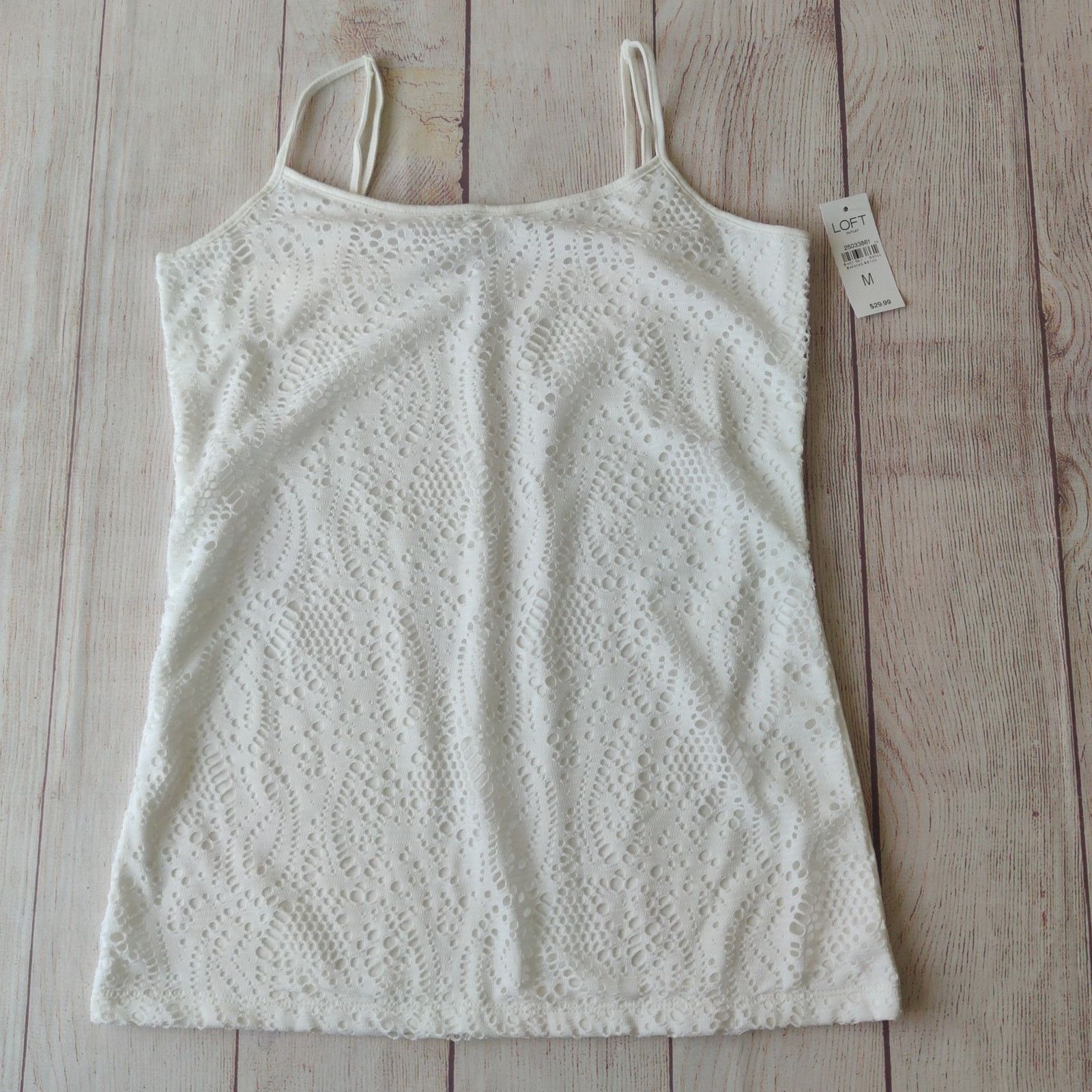 Loft LOFT eyelet overlay white cami sz M NWT Size M / US 6-8 / IT 42-44 - 5 Thumbnail