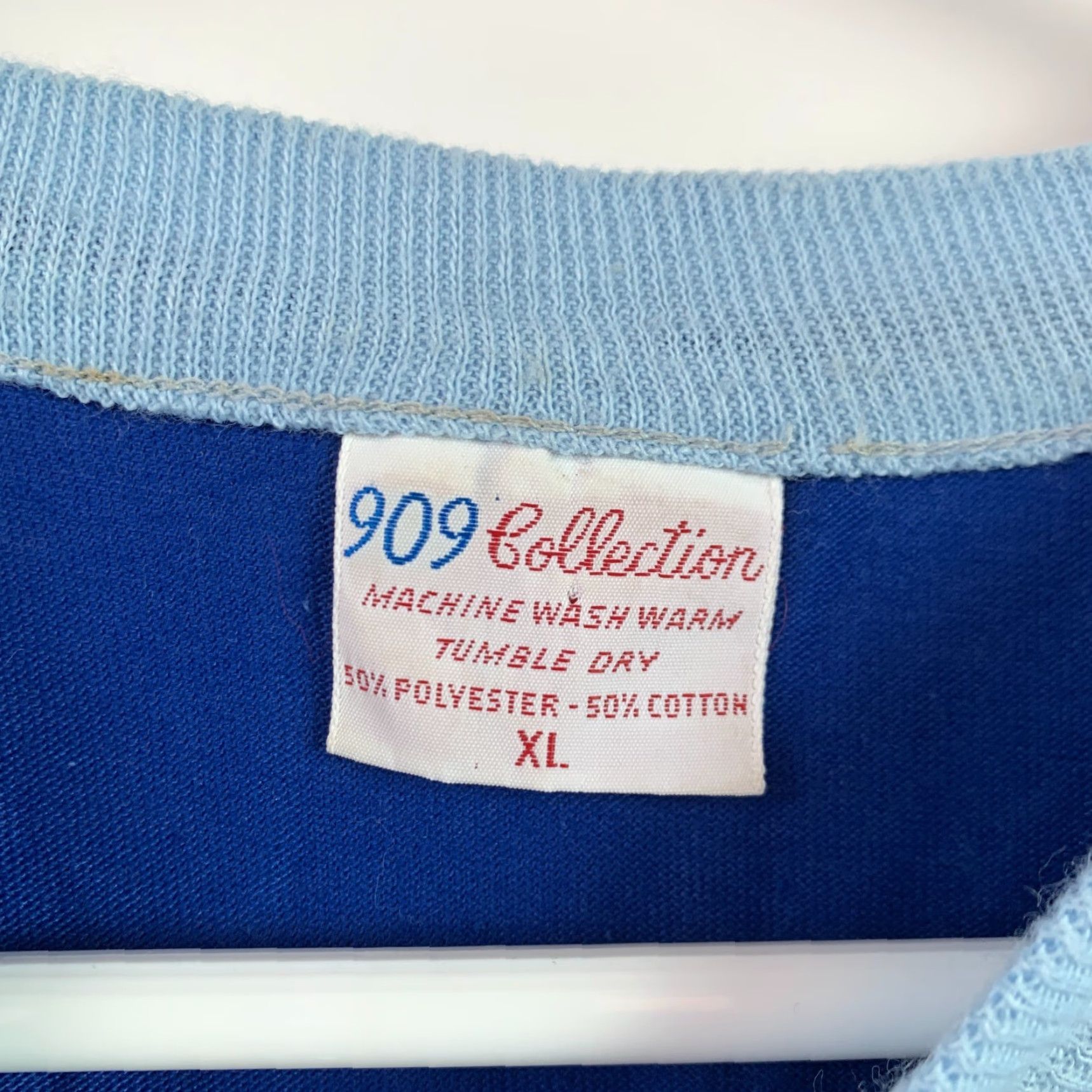 Vintage VINTAGE 909 Collection Blue Ringer Crewneck Pocket Tee T-Shirt XL 50/50 Unisex Short Sleeve 1970s Decade Sportswear/Beach Size US XL / EU 56 / 4 - 4 Thumbnail
