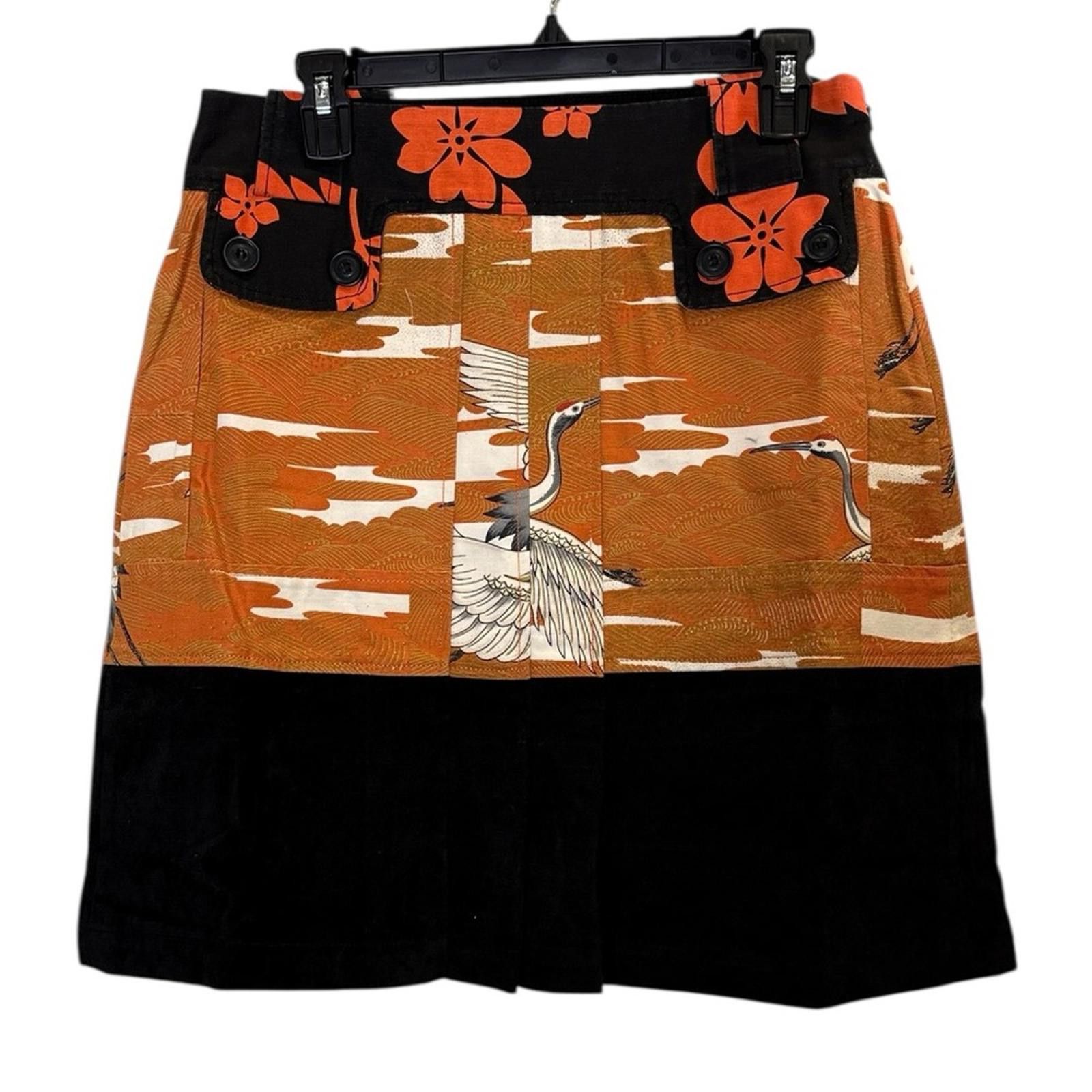 Custo Barcelona Custo Barcelona Retro Japanese Crane Pleated Mini Skirt sz32 Size 30" / US 8 / IT 44 - 1 Thumbnail