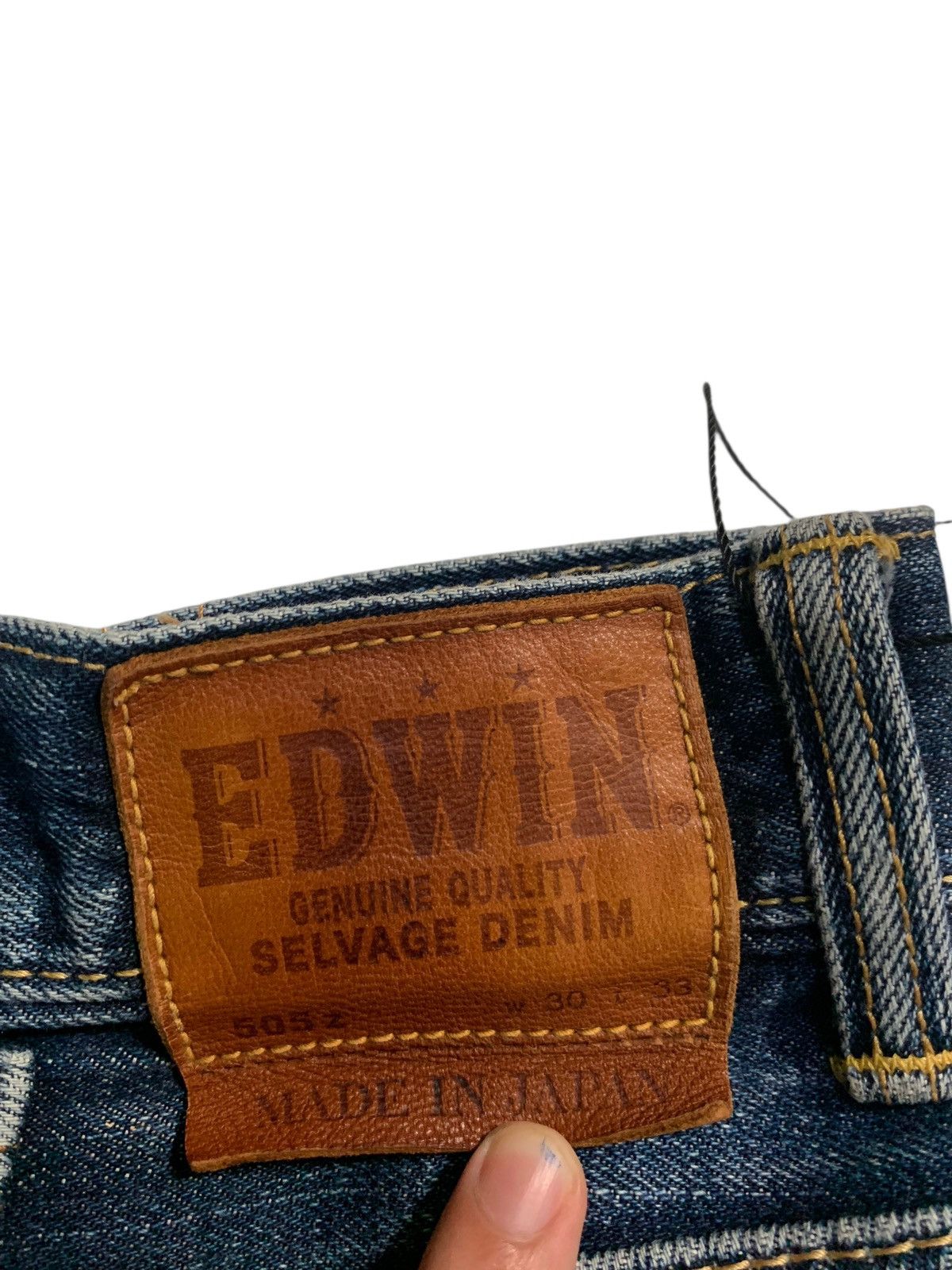 VINTAGE EDWIN 505Z SELVEDGE BUCKLE BACK DISTRESSED DENIM