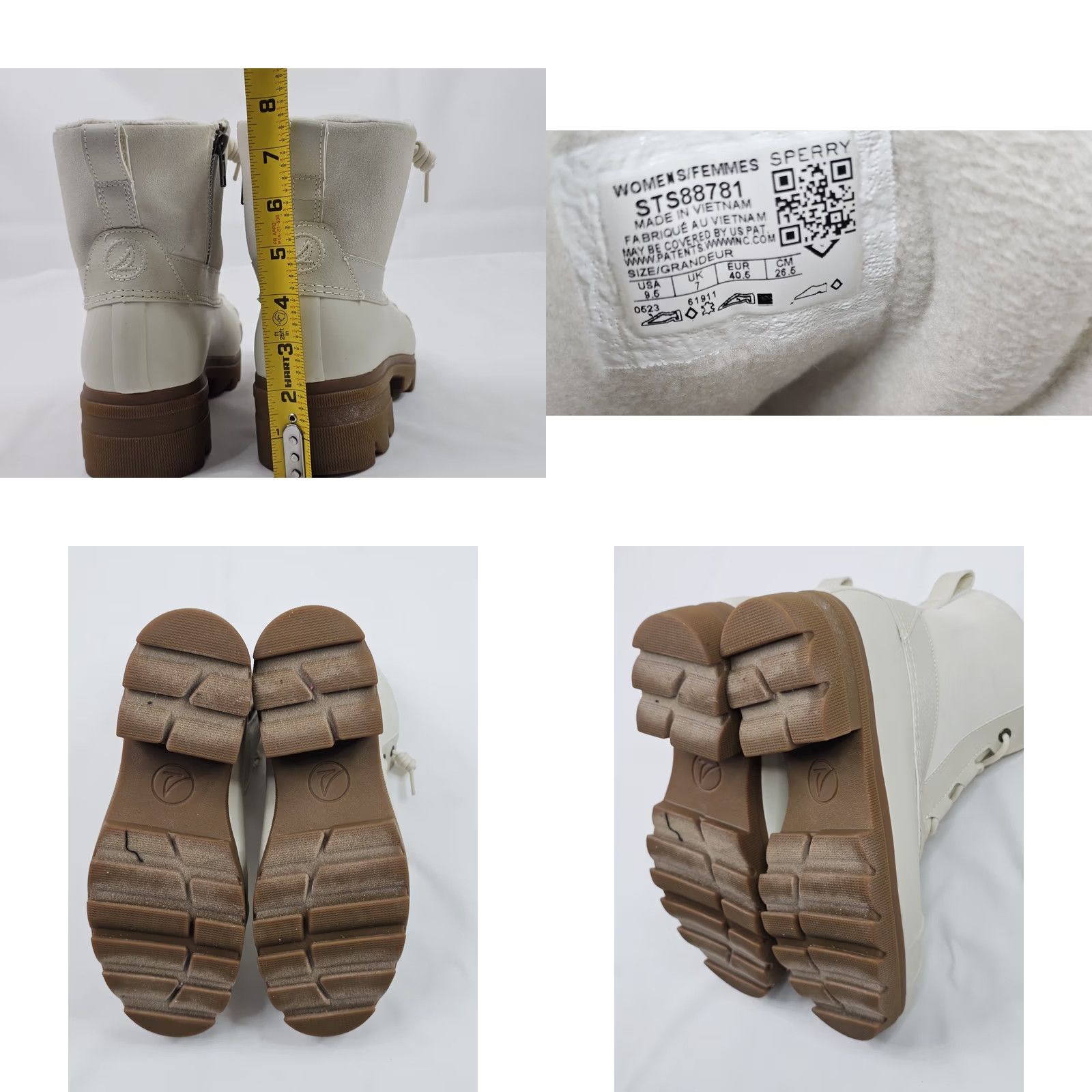 Sperry SPERRY Duck Boot Women 9.5 Ivory Fleece Lined Waterproof Suede Ascend Syren Size L / US 10 / IT 46 - 8 Thumbnail