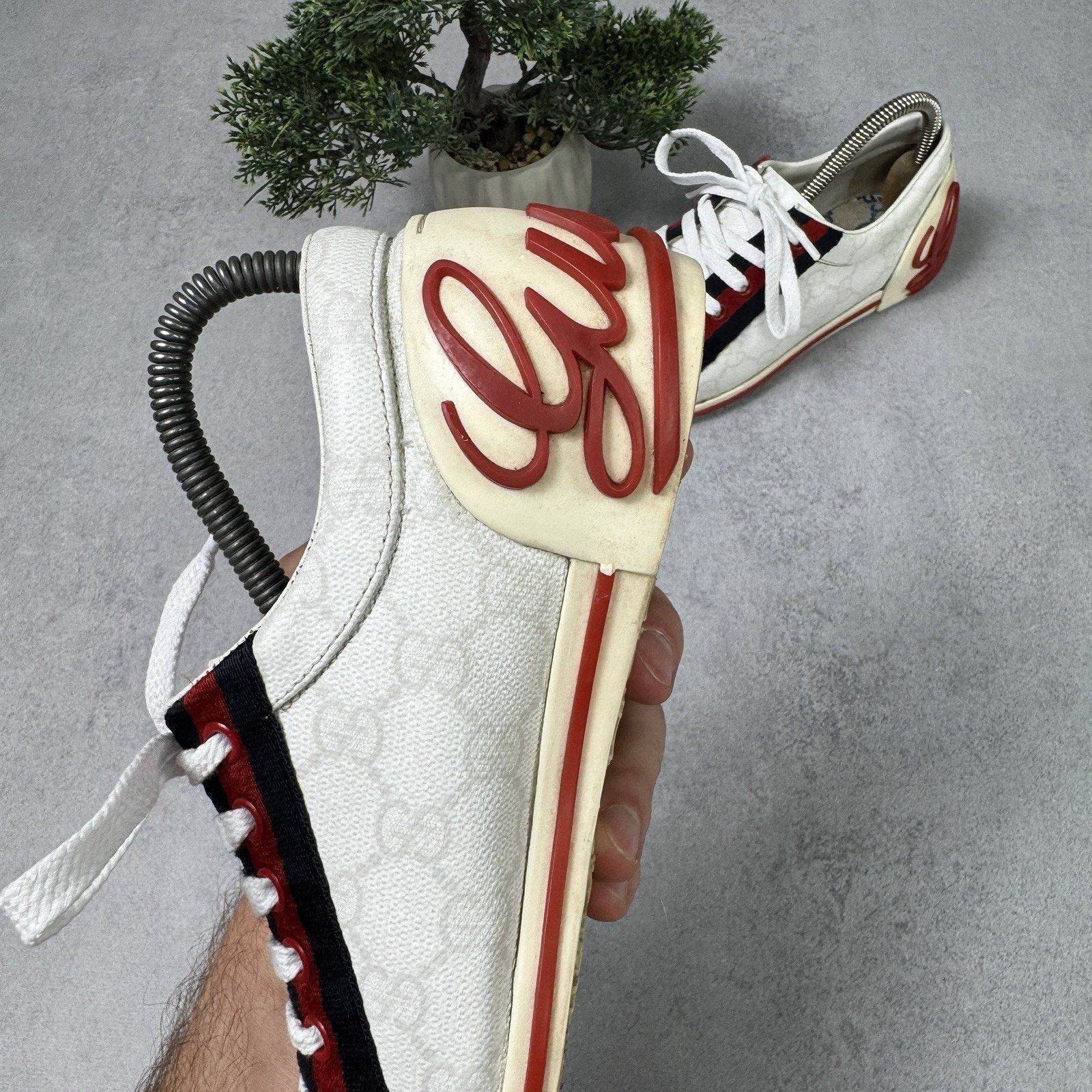 Gucci Gucci Sneakers GG Logo Monogram Stripe Leather White Y2K Size US 6 / IT 36 - 9 Thumbnail