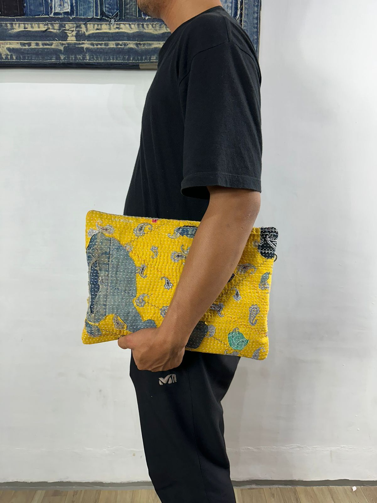 Other Custom Made Distressed Denim Paisley Patchwork boro clutch Size ONE SIZE - 10 Thumbnail
