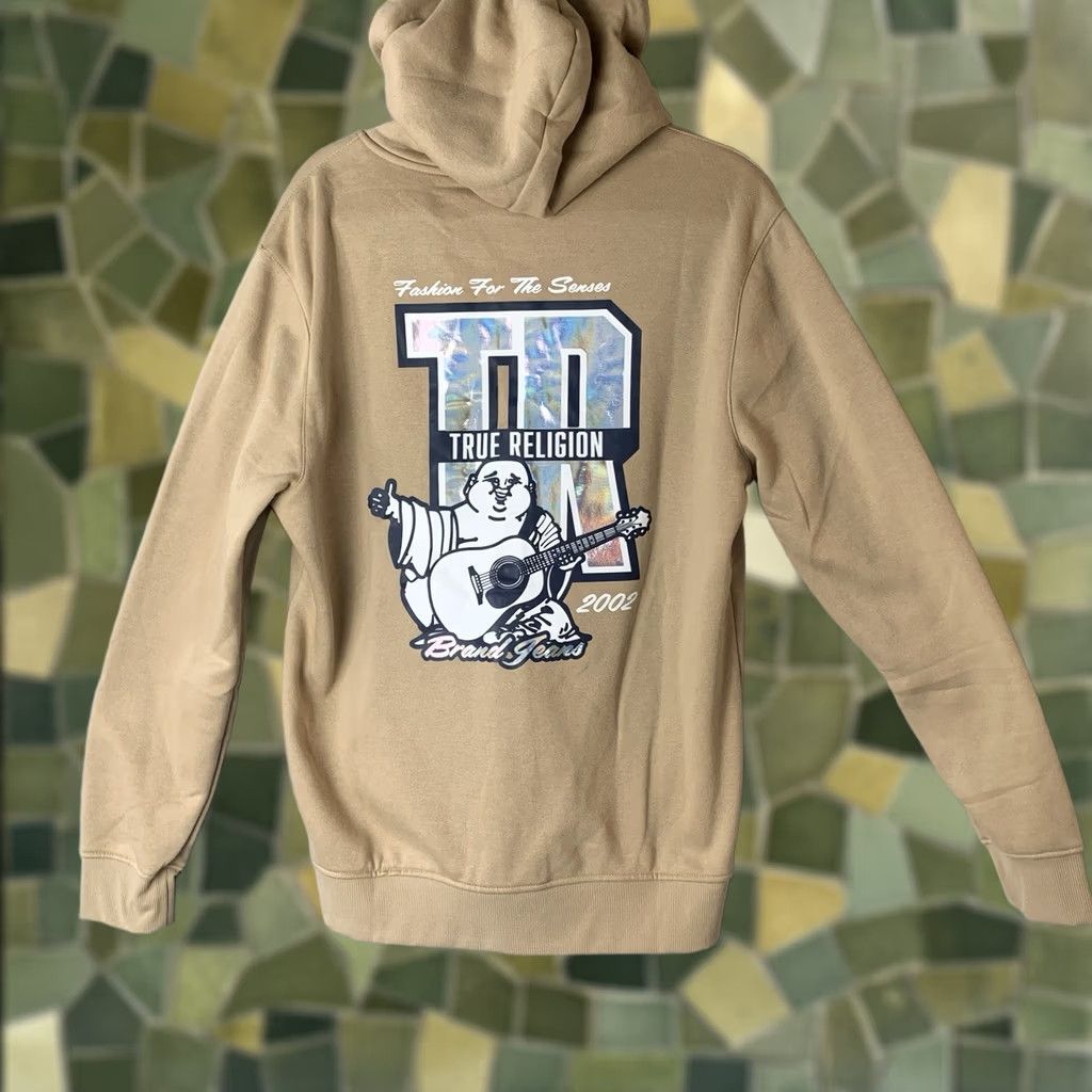 True Religion VINTAGE True Religion Hoodie Mens Large Beige Graphic Print Full Zip Fleece NWT Size US L / EU 52-54 / 3 - 1 Thumbnail