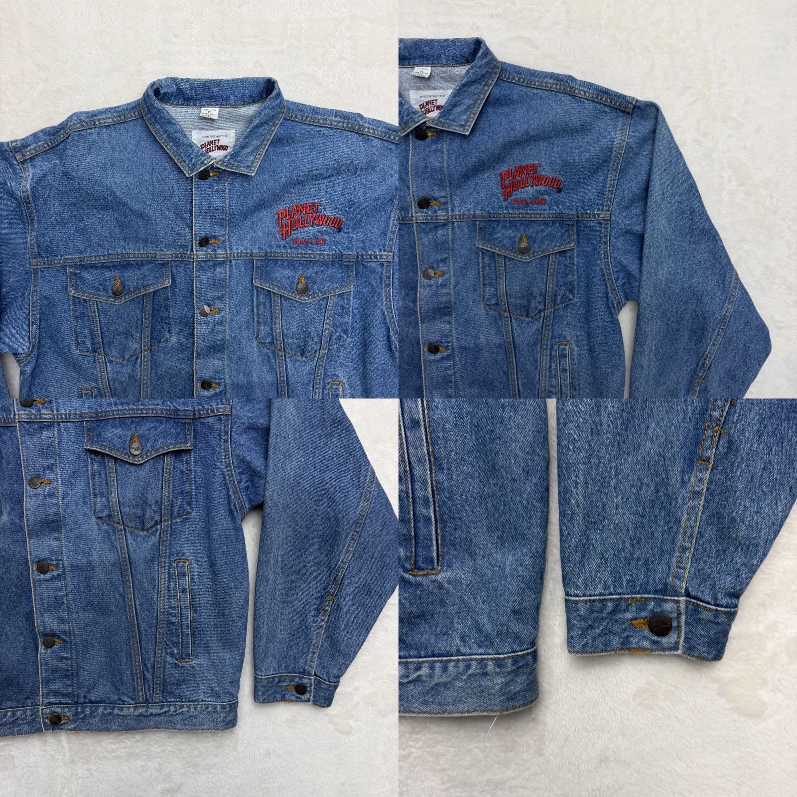 Planet Hollywood VINTAGE Planet Hollywood Jacket Mens XL Blue Denim Embroidered 90s City New York Bomber Jacket Size US XL / EU 56 / 4 - 9 Thumbnail