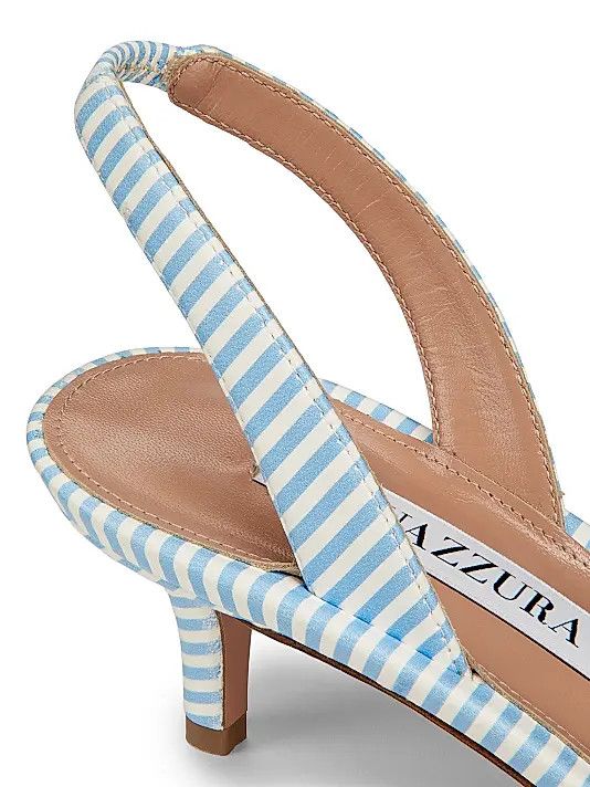 Aquazzura os11x1225 So Nude 50MM Striped Leather Slingback Sandals Size US 7 / IT 37 - 5 Thumbnail