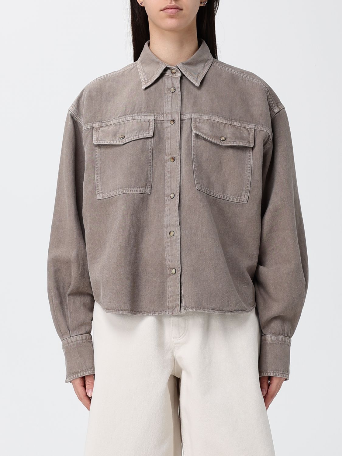 Brunello Cucinelli Brunello Cucinelli Shirt Woman Brown Size L / US 10 / IT 46 - 1 Thumbnail