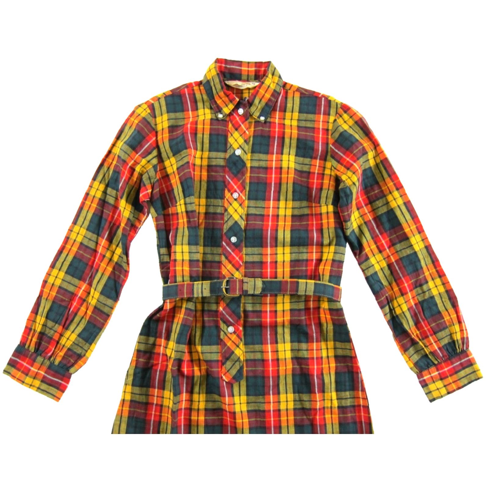 Wrangler VINTAGE Wrangler Shirt Dress XS Button Down Collar Plaid Western Pattern Cotton Green for Women Size XS / US 0-2 / IT 36-38 - 4 Thumbnail