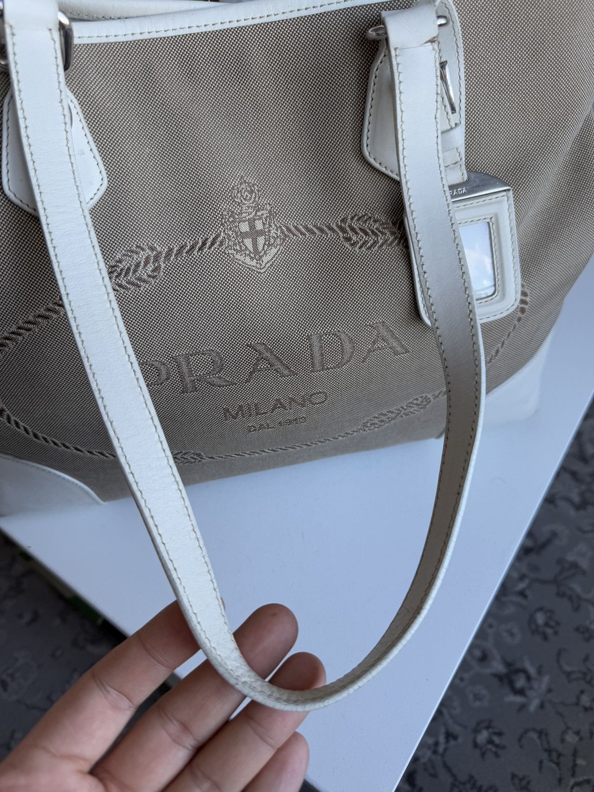 Designer × Prada Prada Jacquard logo canvas tote / shoulder bag designer y2k Size ONE SIZE - 10 Thumbnail