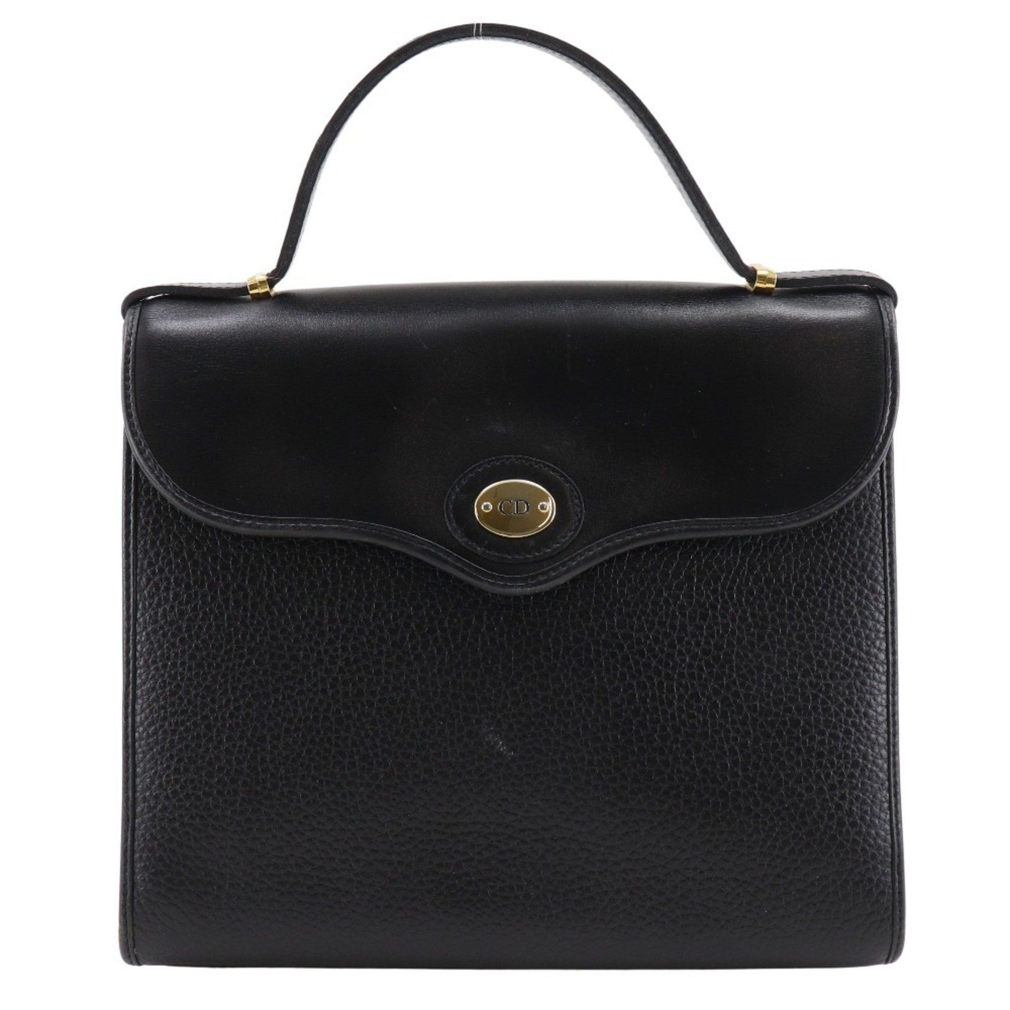 Dior Christian Dior CD logo handbag, vintage, one-handle, calfskin, made in France, black, snap closure, logo, women's. Size ONE SIZE - 1 Thumbnail