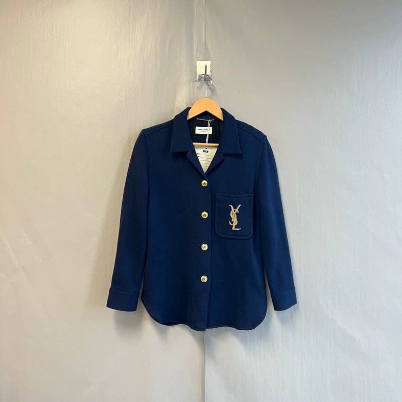 Saint Laurent Paris Saint Laurent Paris Navy blue logo jacket 2505-Nextarrow Size XS / US 0-2 / IT 36-38 - 1 Thumbnail