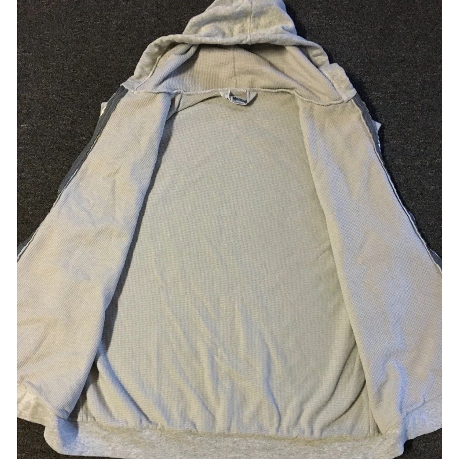 Vintage VINTAGE 90s Thermal Waffle Zip Hoodie Vest XL USA Grunge Skate Surf Punk Biker 80s Sweatshirt Mens Gray Faded USA Zip Full Zip Thermal Sized XL Size US XL / EU 56 / 4 - 3 Thumbnail