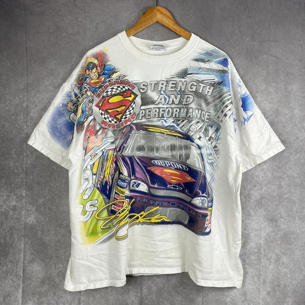 image of 1999 Jeff Gordon Superman Nascar Racing Vintage Tee in White, Men's (Size XL)