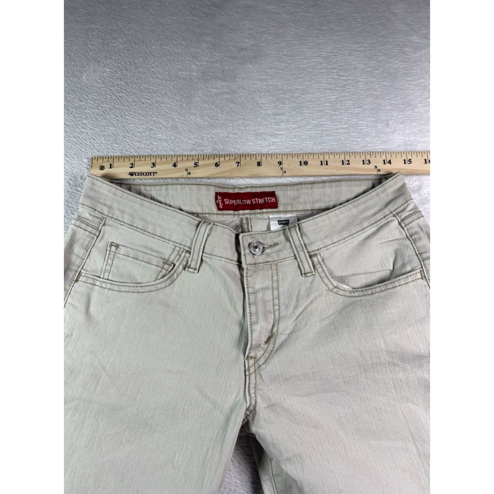Levi's VINTAGE Levi’s 518 Jeans Women's Superlow Stretch 7JR L=M Bootcut Gray/White Levi's 500 Series Mens Womens Boys Girls Size 28" / US 6 / IT 42 - 7 Thumbnail