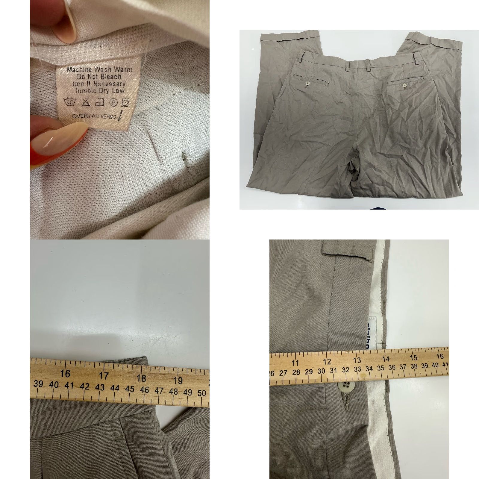 Liz Claiborne Claiborne Mens Dress Pants 38R Brown Tan Pleated Pockets Rolled Hems Straight Front Regular Rise 30in Inseam Casual Business Slacks Mens Size US 38 / EU 54 - 8 Thumbnail