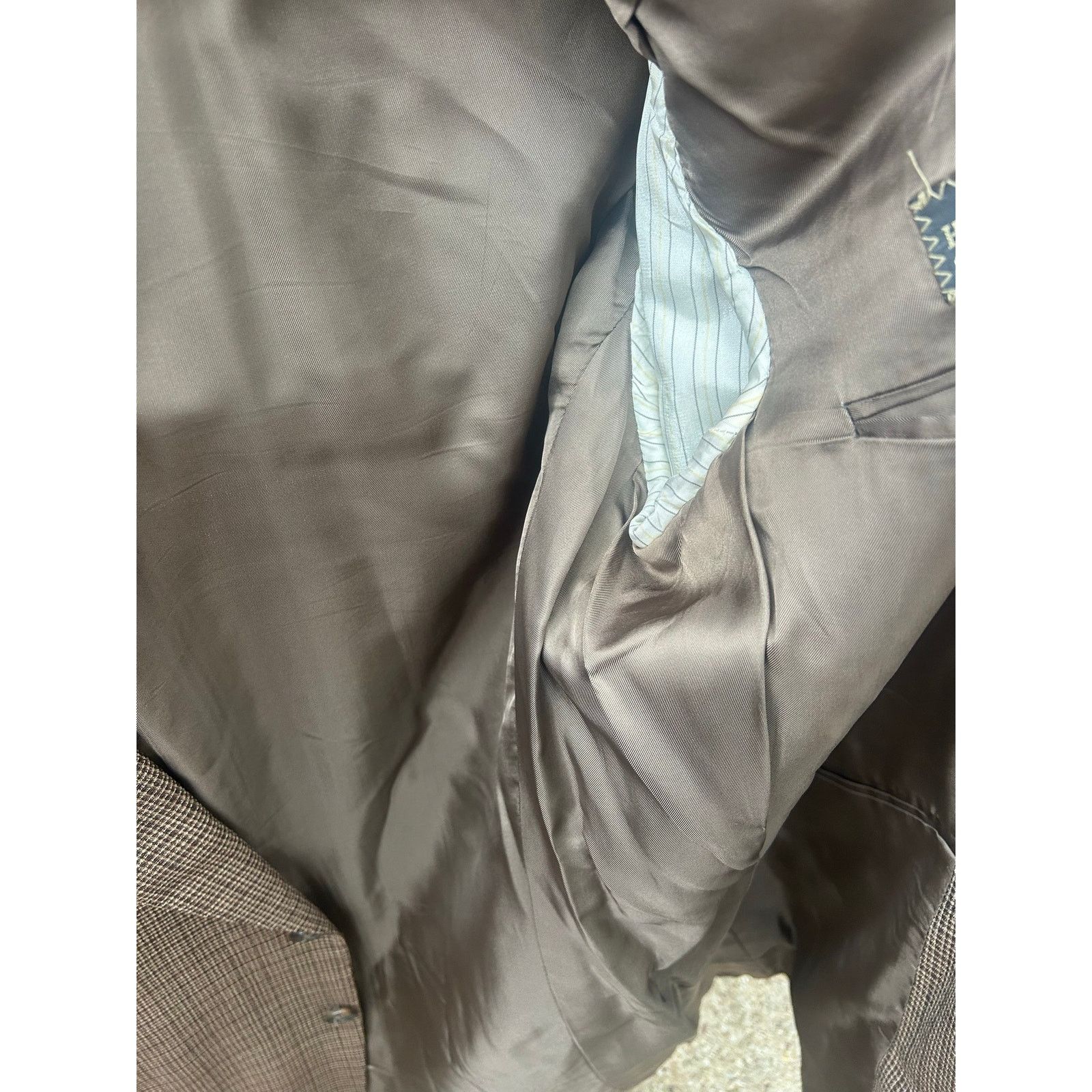 Ermenegildo Zegna Ermenegildo Zegna Blazer Brown Micro Check 100% Wool Size 54 Size 44R - 8 Thumbnail