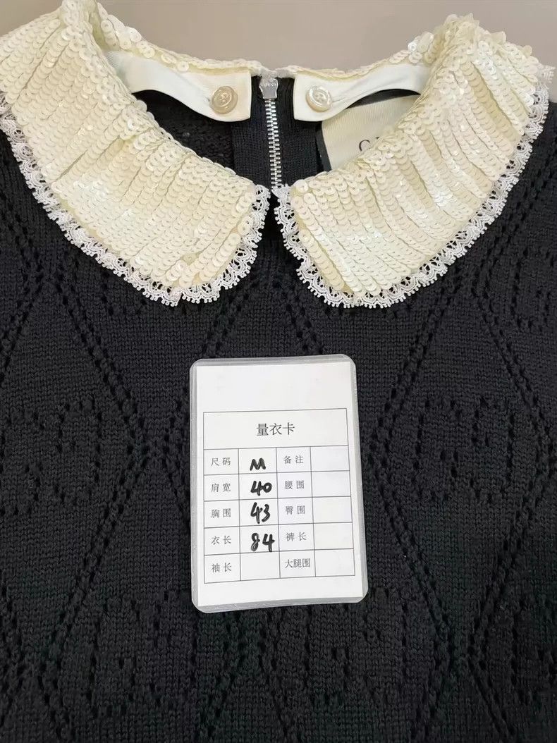 Gucci GucciBead collar dark pattern logo wool knitted dress 2503- Size M / US 6-8 / IT 42-44 - 9 Thumbnail
