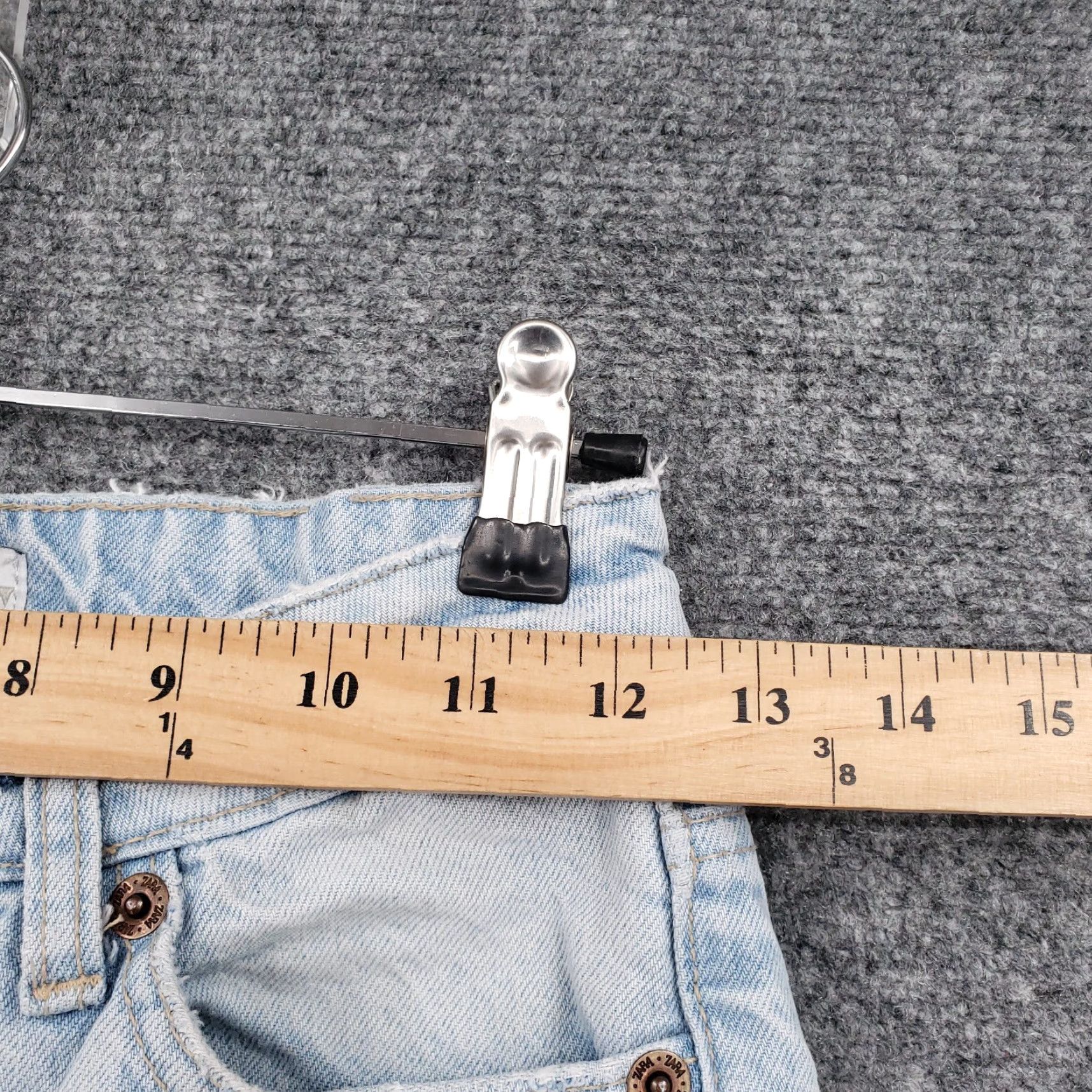 Zara ZARA Jeans Womens 2 Blue Straight Leg High Rise Ripped Light Wash Denim Zip Fly Jeans Size 26" / US 2 / IT 38 - 6 Thumbnail