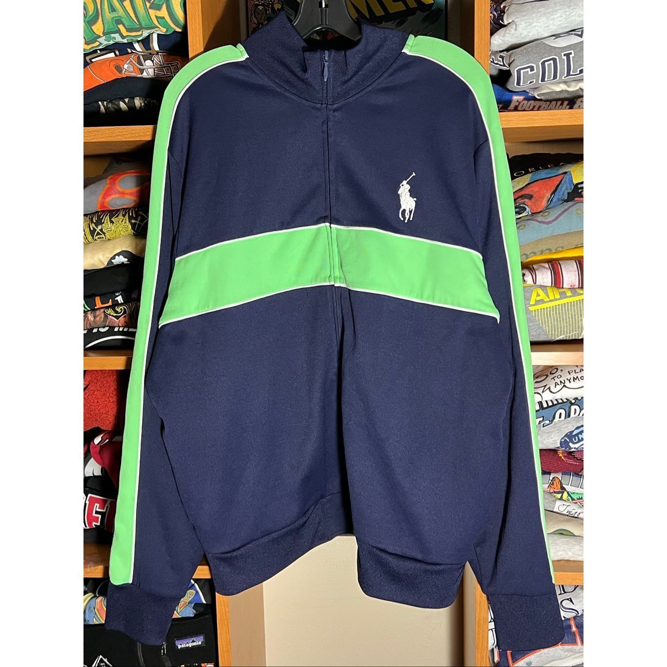 Vintage Polo Ralph Lauren Full Zip Big Pony Striped Track Ja