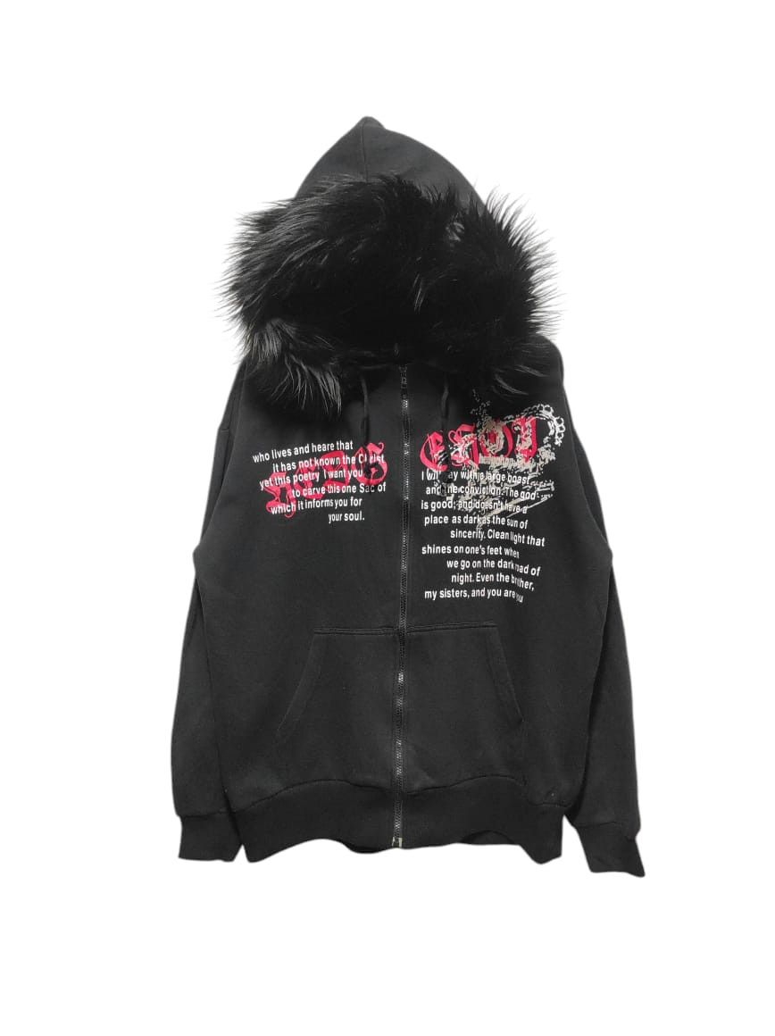 Pre-owned Hysteric Glamour X If Six Was Nine Hedgehop Black Zipper Fur Hoodie Ifsixwasnine Lgb Style (size Large)