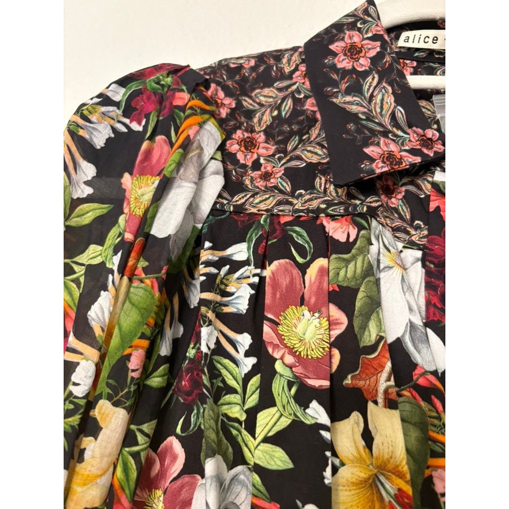 Alice + Olivia ALICE + OLIVIA | Tiffie Puff Sleeve Mini Shirt Dress | US 0 Size XS / US 0-2 / IT 36-38 - 3 Thumbnail
