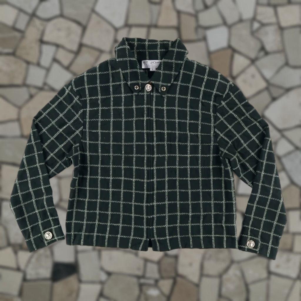 St. John St. John by Marie Gray Plaid Print Blazer Jacket Green Women's L Shirt Size L / US 10 / IT 46 - 1 Thumbnail