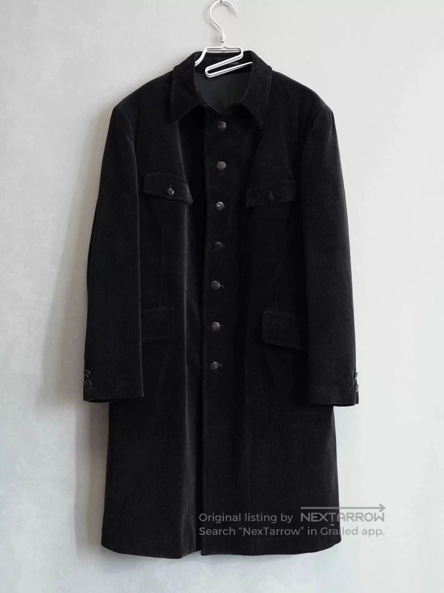 Yohji Yamamoto Yohji Yamamoto Black Corduroy Long Jacket. Size US L / EU 52-54 / 3 - 1 Thumbnail