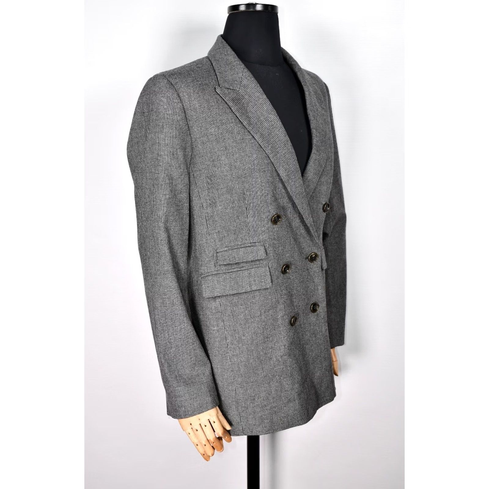 Sandro Sandro Paris Houndstooth Double Breasted Blazer Coat Jacket size 40 Gray Women's Size S / US 4 / IT 40 - 6 Thumbnail