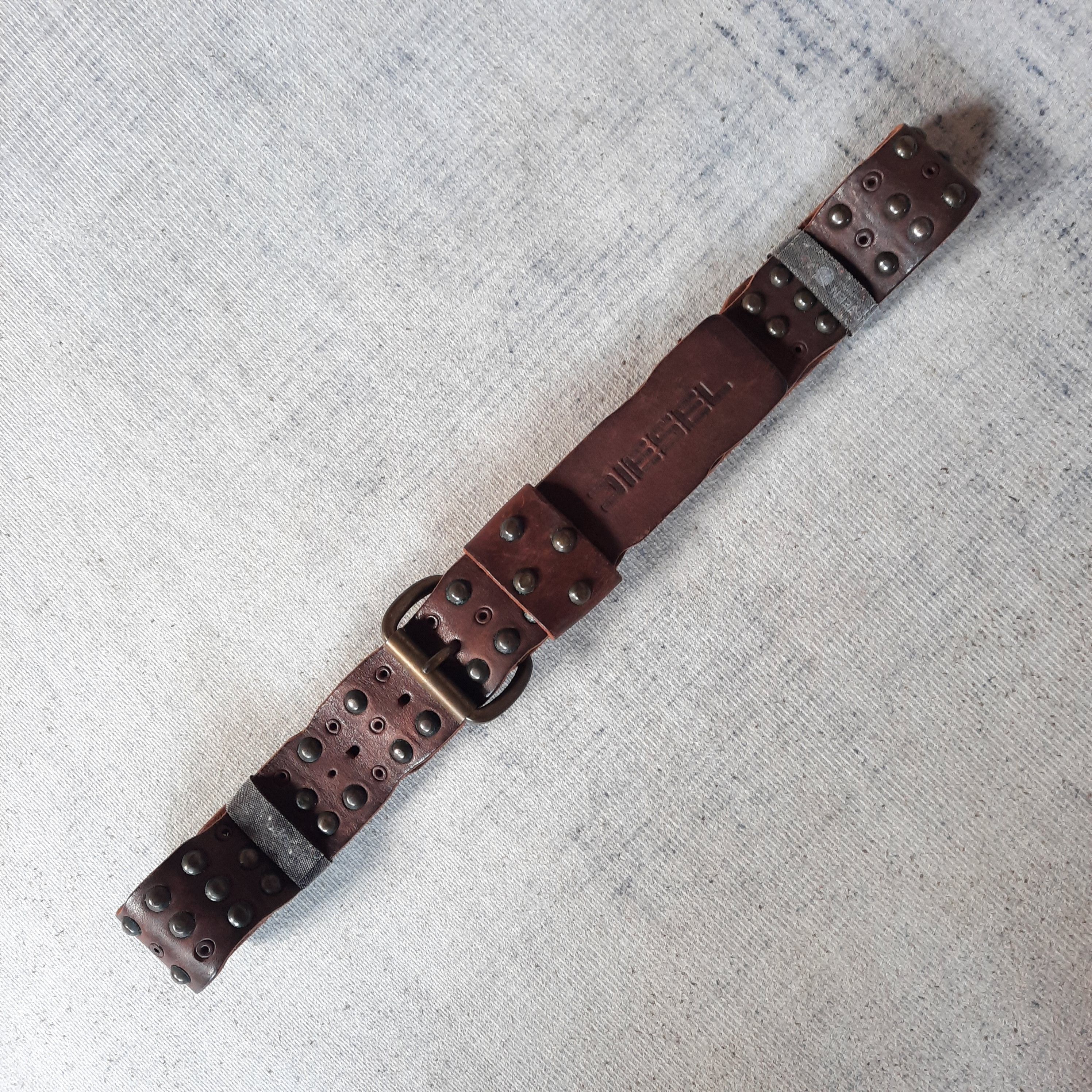 PPFM ⚙️ Vintage diesel solid brass stud punk leather belt Size ONE SIZE - 11 Thumbnail