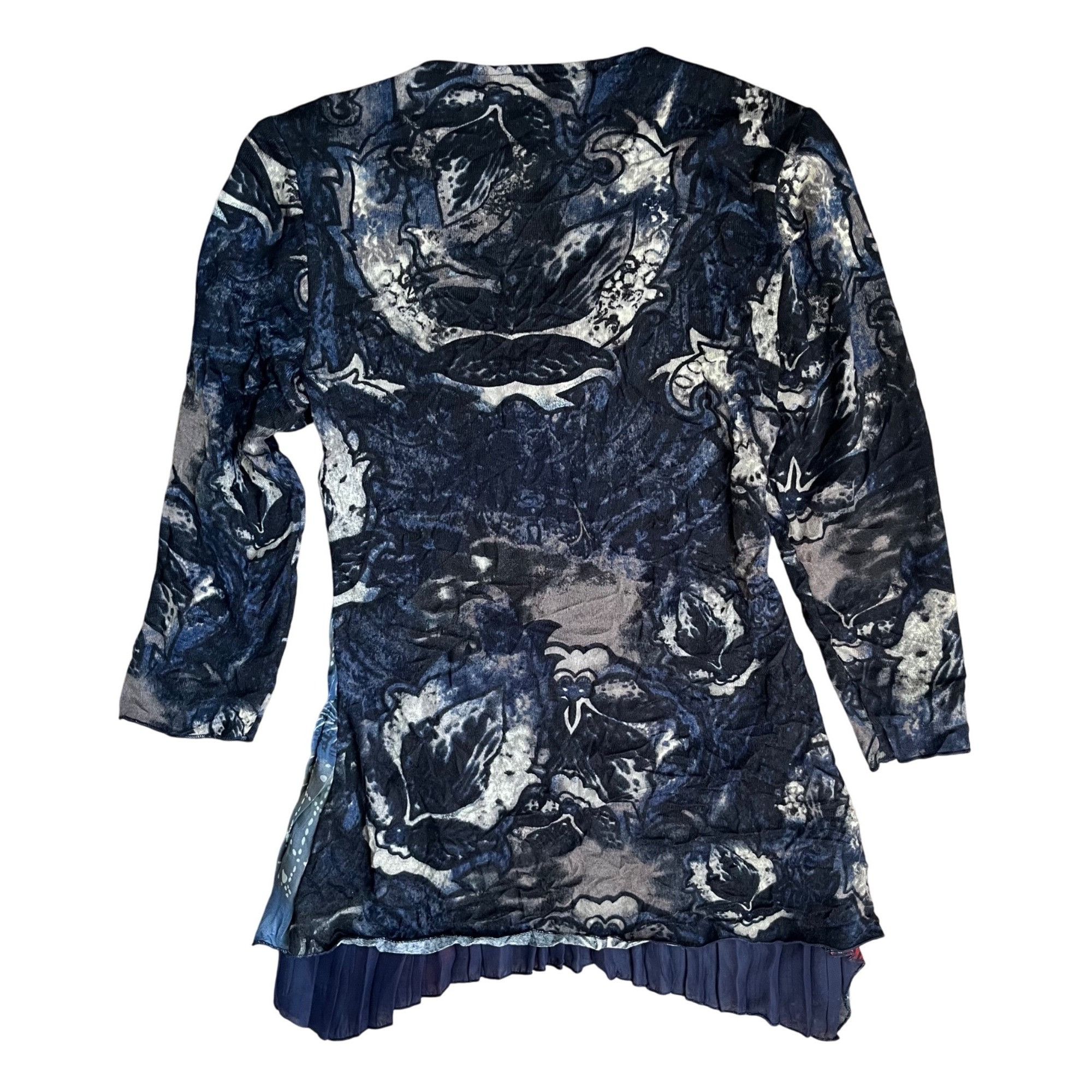Designer Alberto Makali M Tunic Pleated Beaded Top Micropleats Shirt Size M / US 6-8 / IT 42-44 - 2 Thumbnail