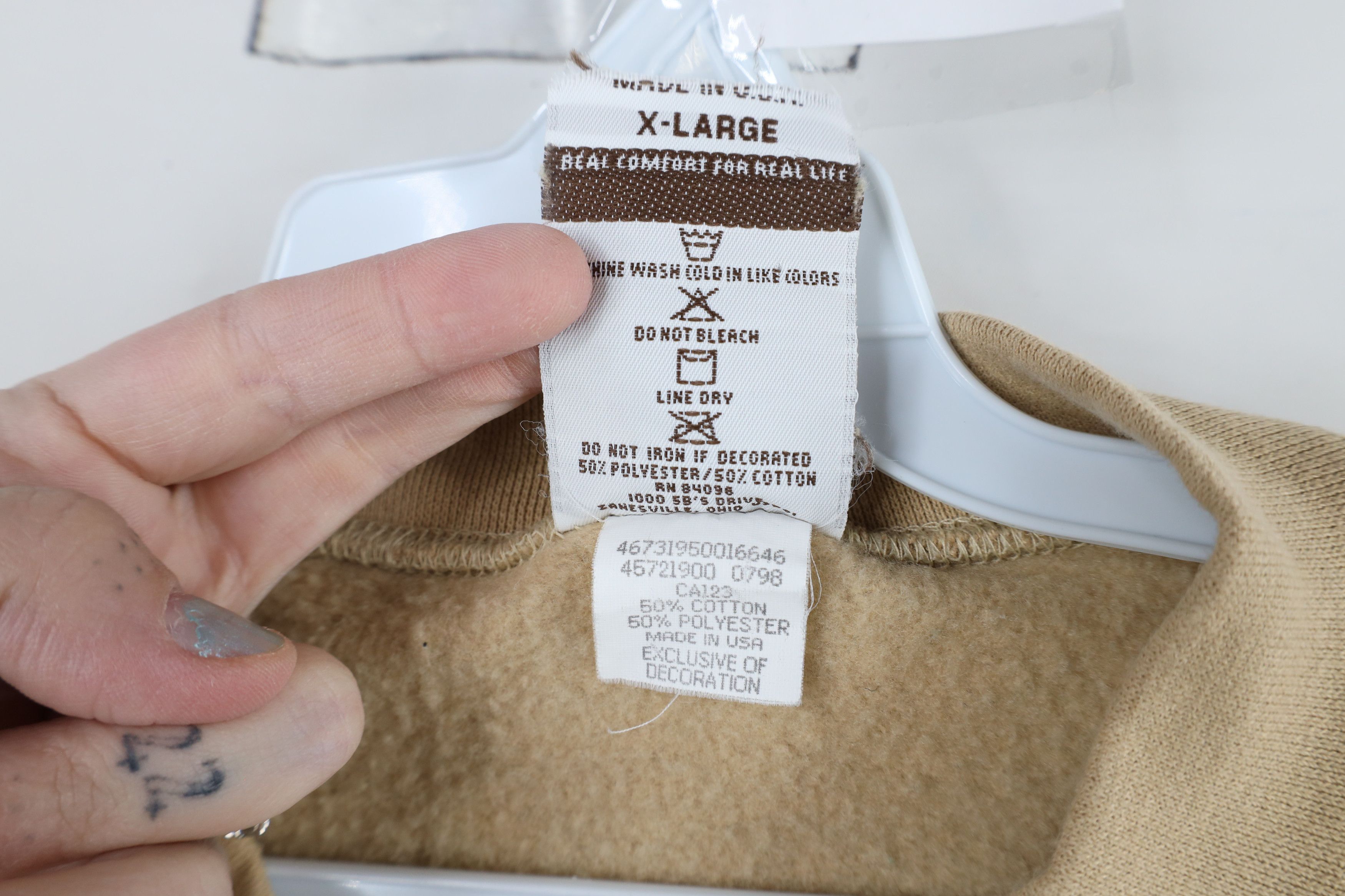 Vintage Vintage 90s Streetwear Crewneck Sweatshirt Beige Brown USA Size US XL / EU 56 / 4 - 4 Thumbnail