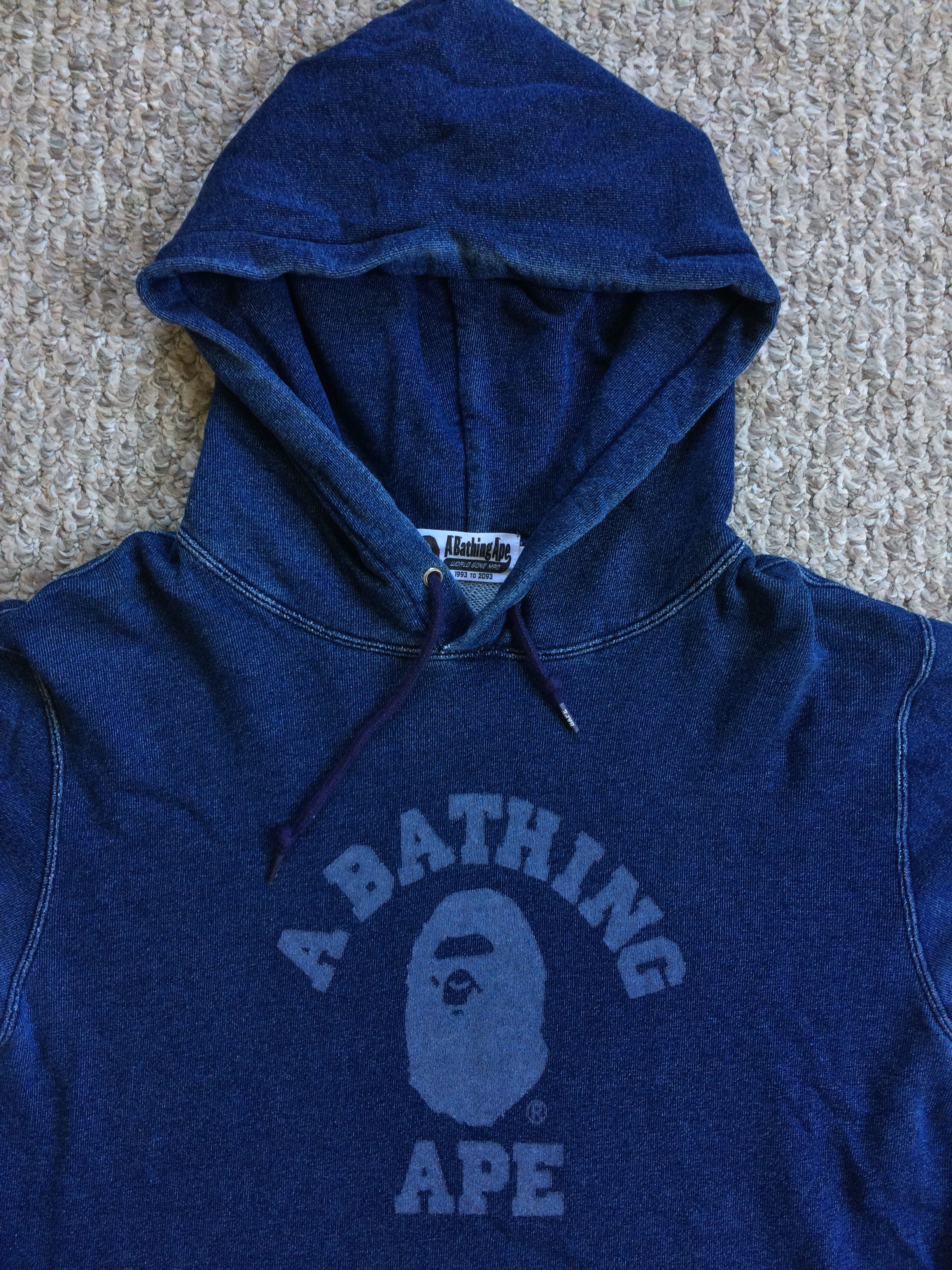 Bape Indigo College Pullover Hoodie Size US L / EU 52-54 / 3 - 3 Thumbnail