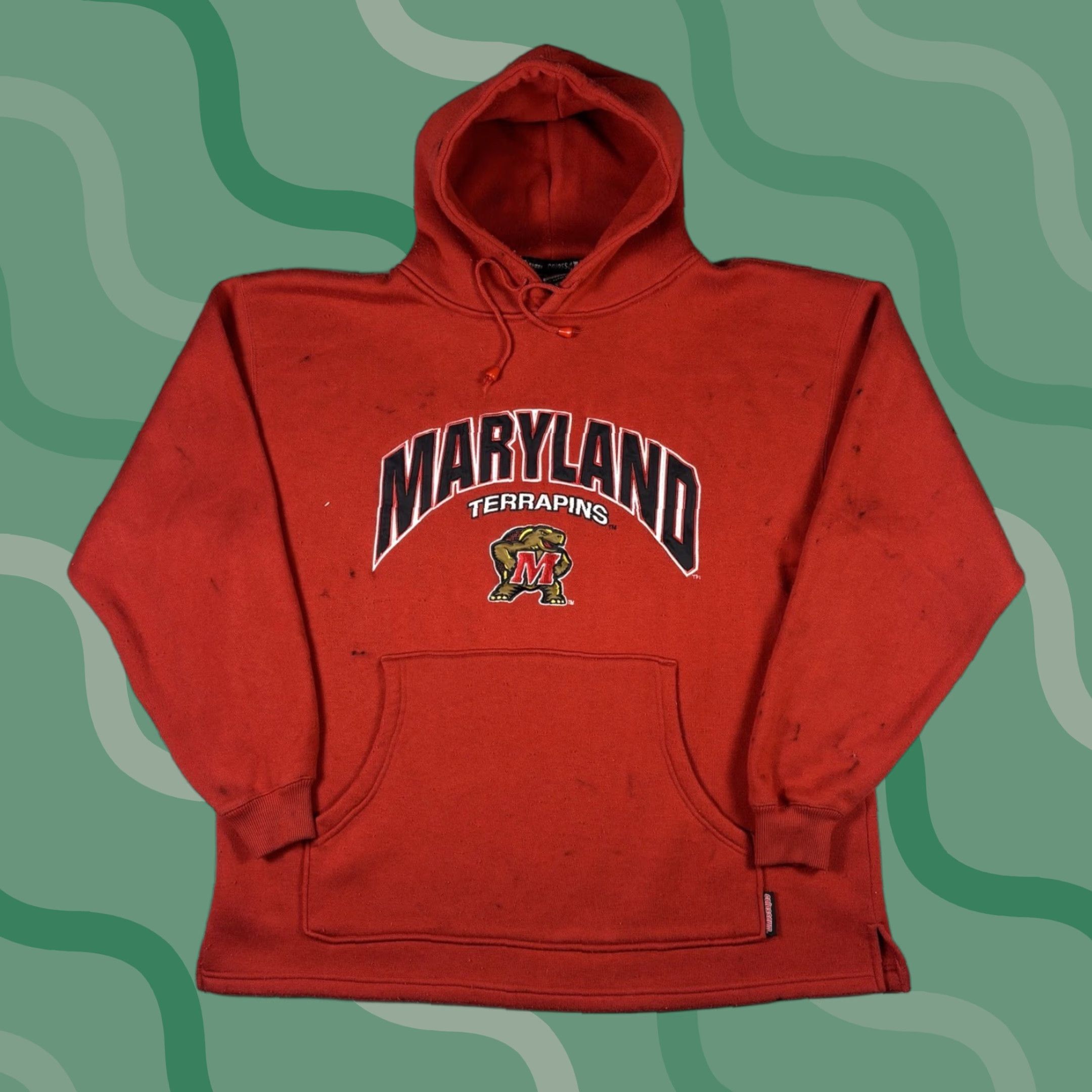 Vintage VINTAGE Colosseum Athletics Maryland University Hoodie 2XL Red 90s Y2K Mens Hoodie Pullover Hooded Cotton Fleece Logo Stadium/Champion Reverse Weave Size US XXL / EU 58 / 5 - 1 Thumbnail
