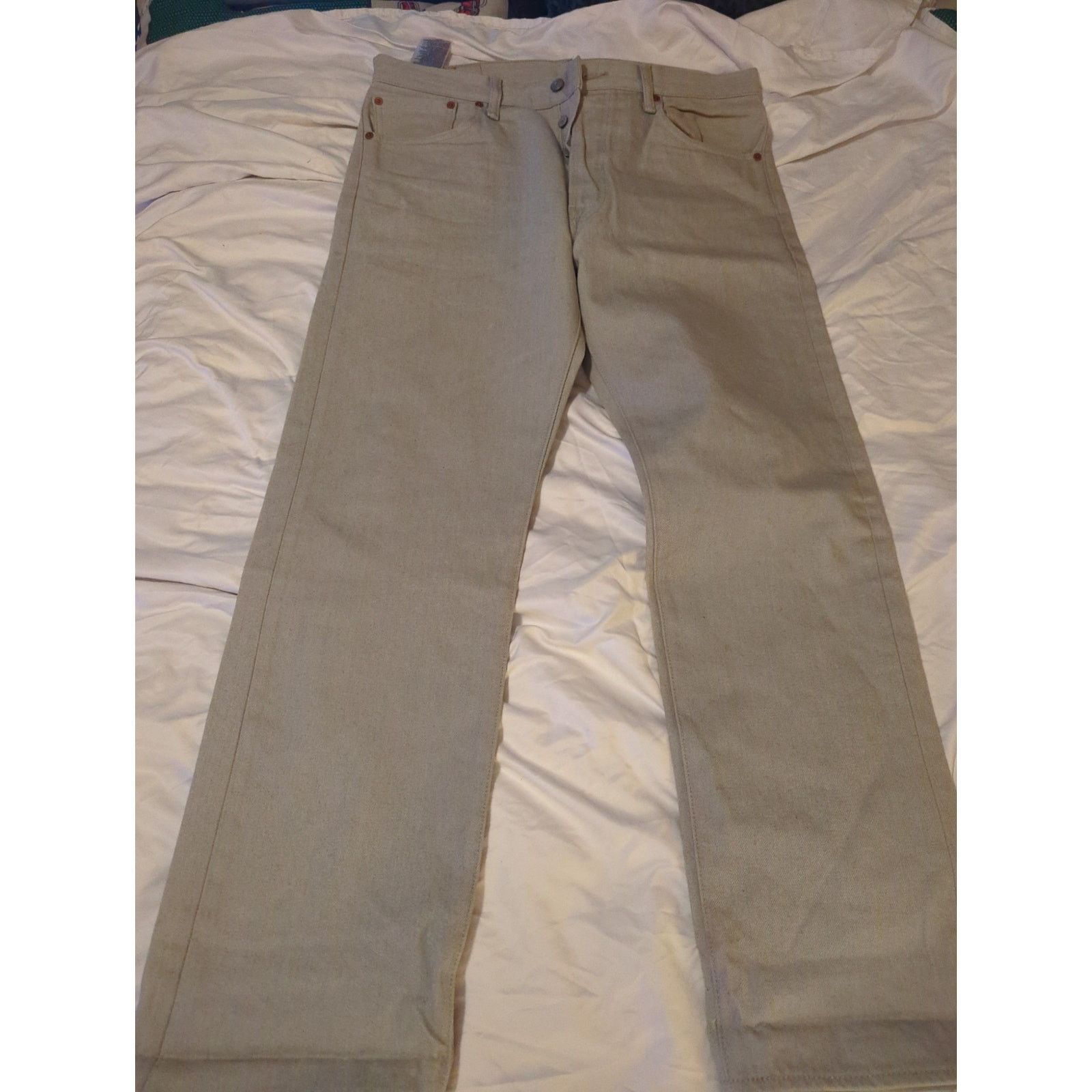 Evisu × Levi's × Seven 7 Levi's 501 Shrink to Fit Raw Denim Jeans 34-32 Light Gray Size US 34 / EU 50 - 1 Thumbnail