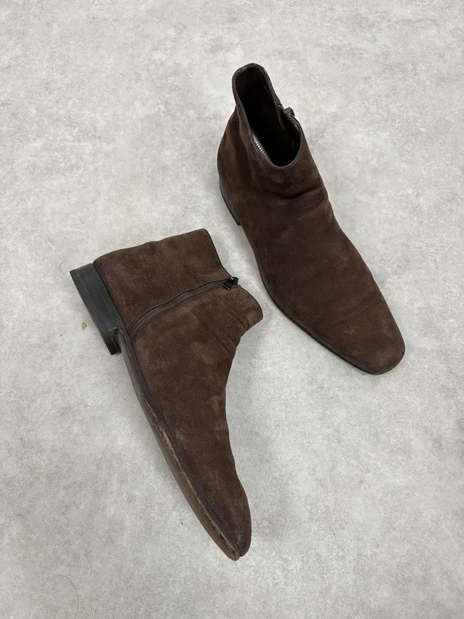 Prada Prada Brown Suede Leather Minimalist Boots Size US 8 / EU 41 - 5 Thumbnail