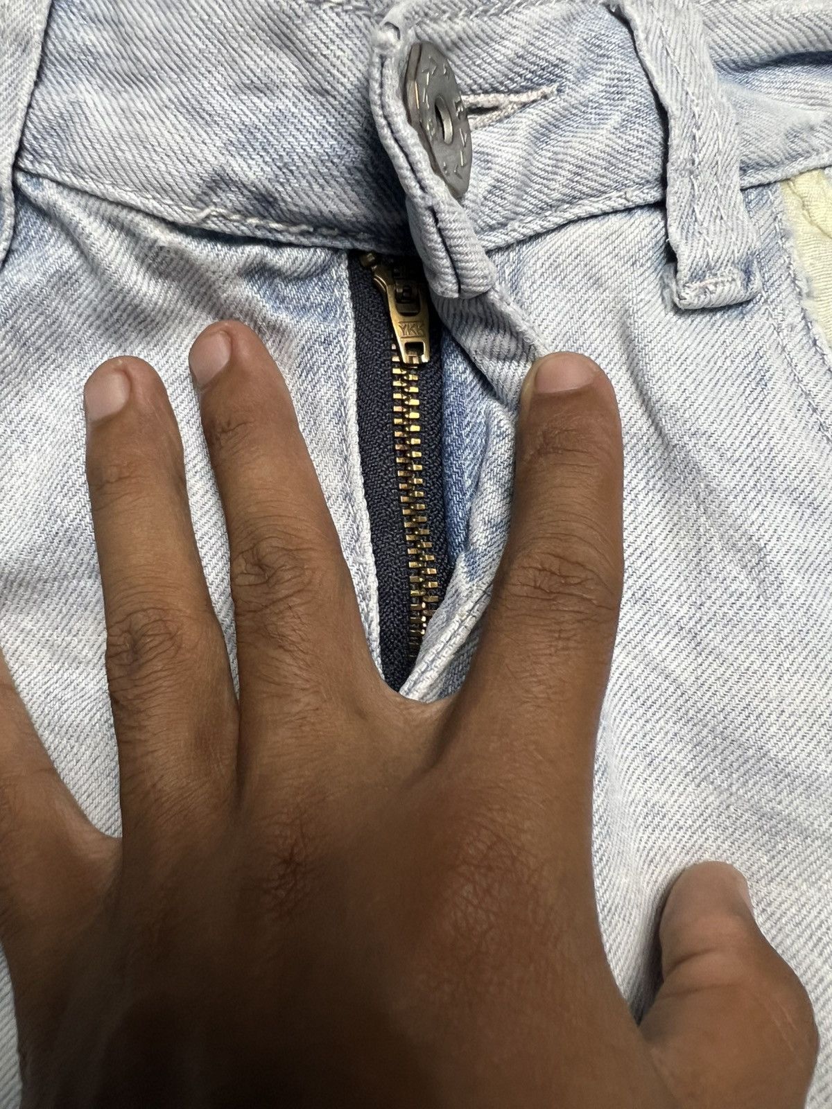 If Six Was Nine RARE Light Wash Jeans: Slanted Zip & Flap Pocket (43) Size 32" / US 10 / IT 46 - 8 Thumbnail