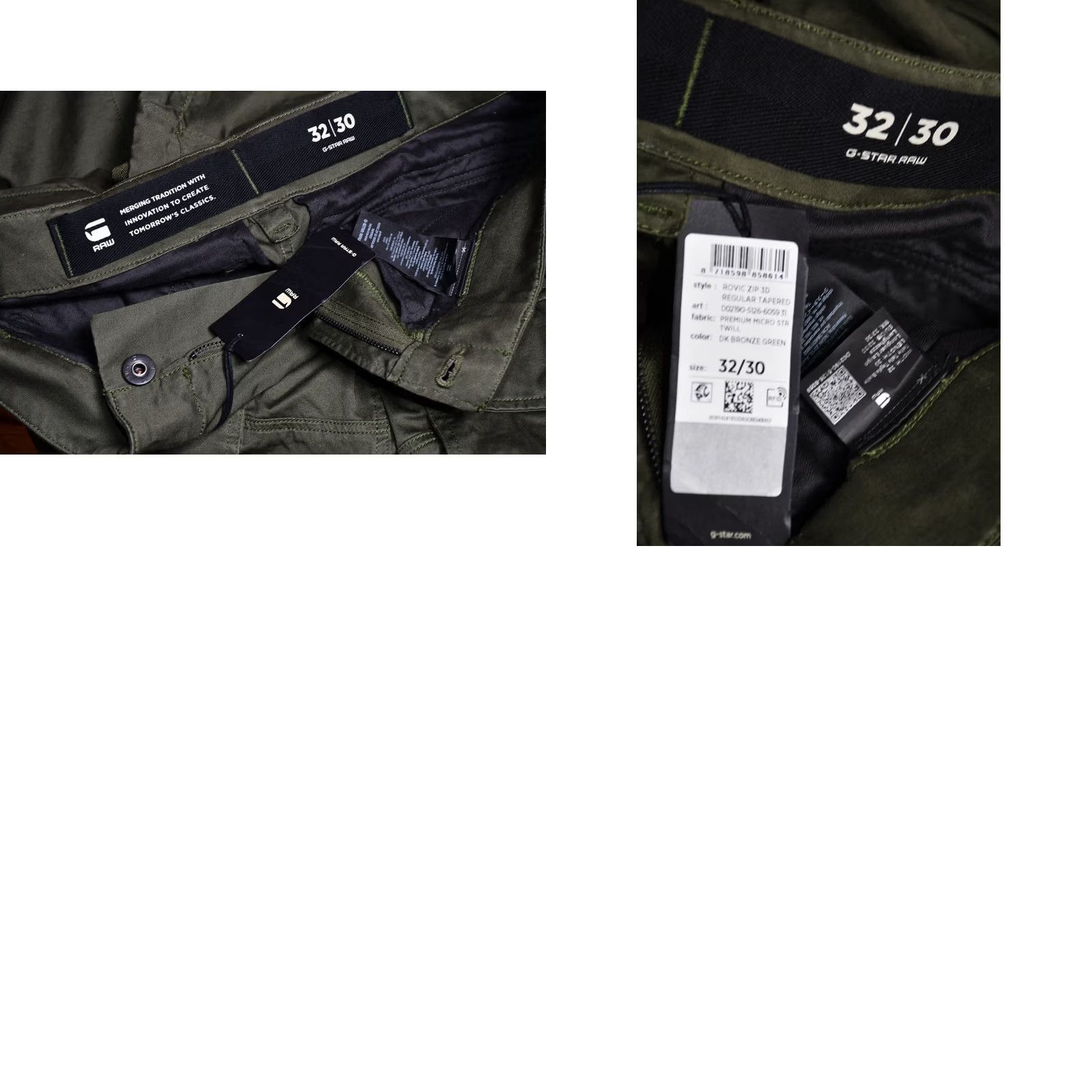 G-Star G-Star Rovic Zip 3D Regular Tapered Green Cargo Pants Men W32 L30 Size US 32 / EU 48 - 8 Thumbnail
