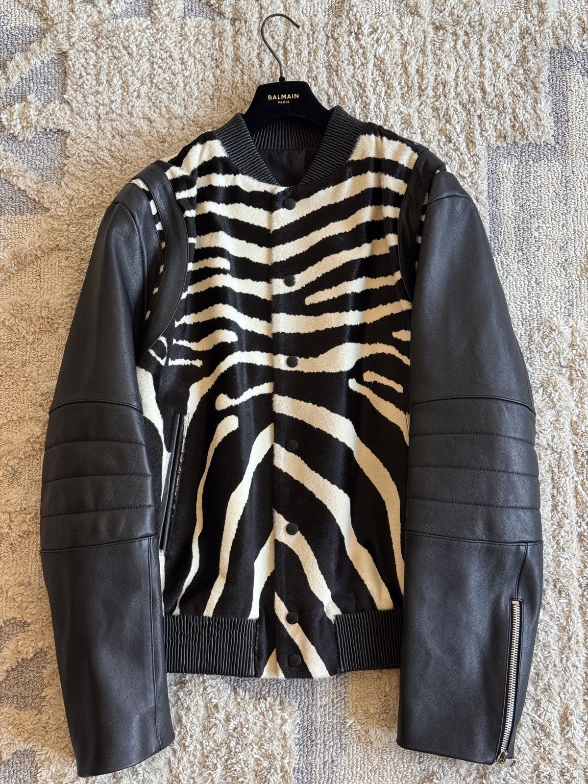 Balmain Lambskin and calf hair Zebra Print Bomber Size US M / EU 48-50 / 2 - 2 Thumbnail