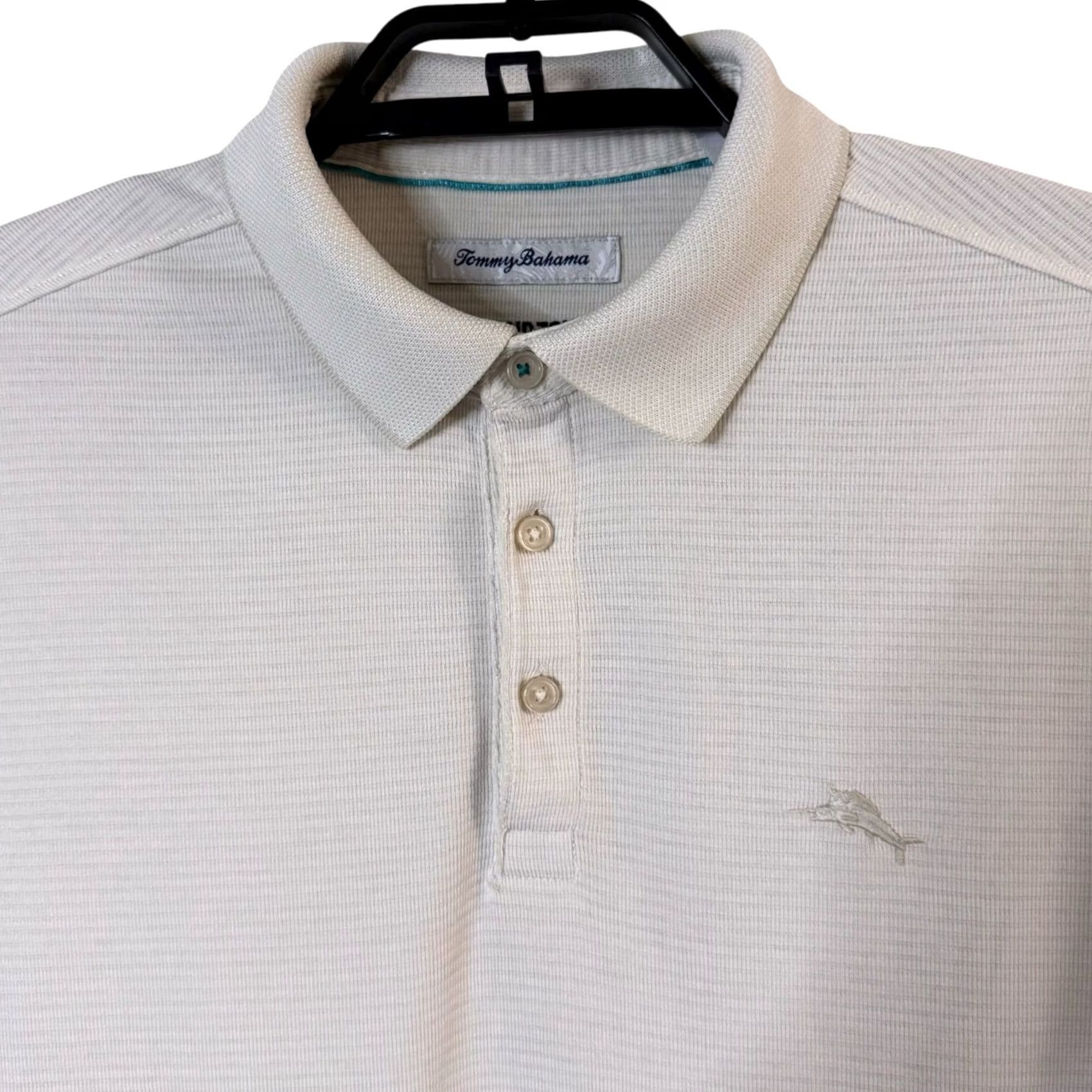 Tommy Bahama Tommy Bahama IslandZone Polo Shirt Cream Men's Large Golf Activewear UV 30 Sun Protection Short Sleeve Size US L / EU 52-54 / 3 - 5 Thumbnail