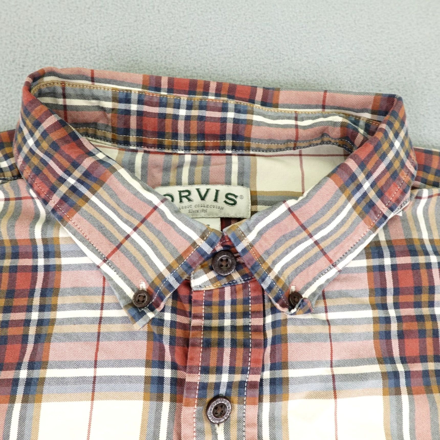 Orvis VINTAGE Orvis Men's Shirt XL Red Plaid Long Sleeve Twill Button-Up Casual Outdoors Work Men Size US XL / EU 56 / 4 - 2 Thumbnail