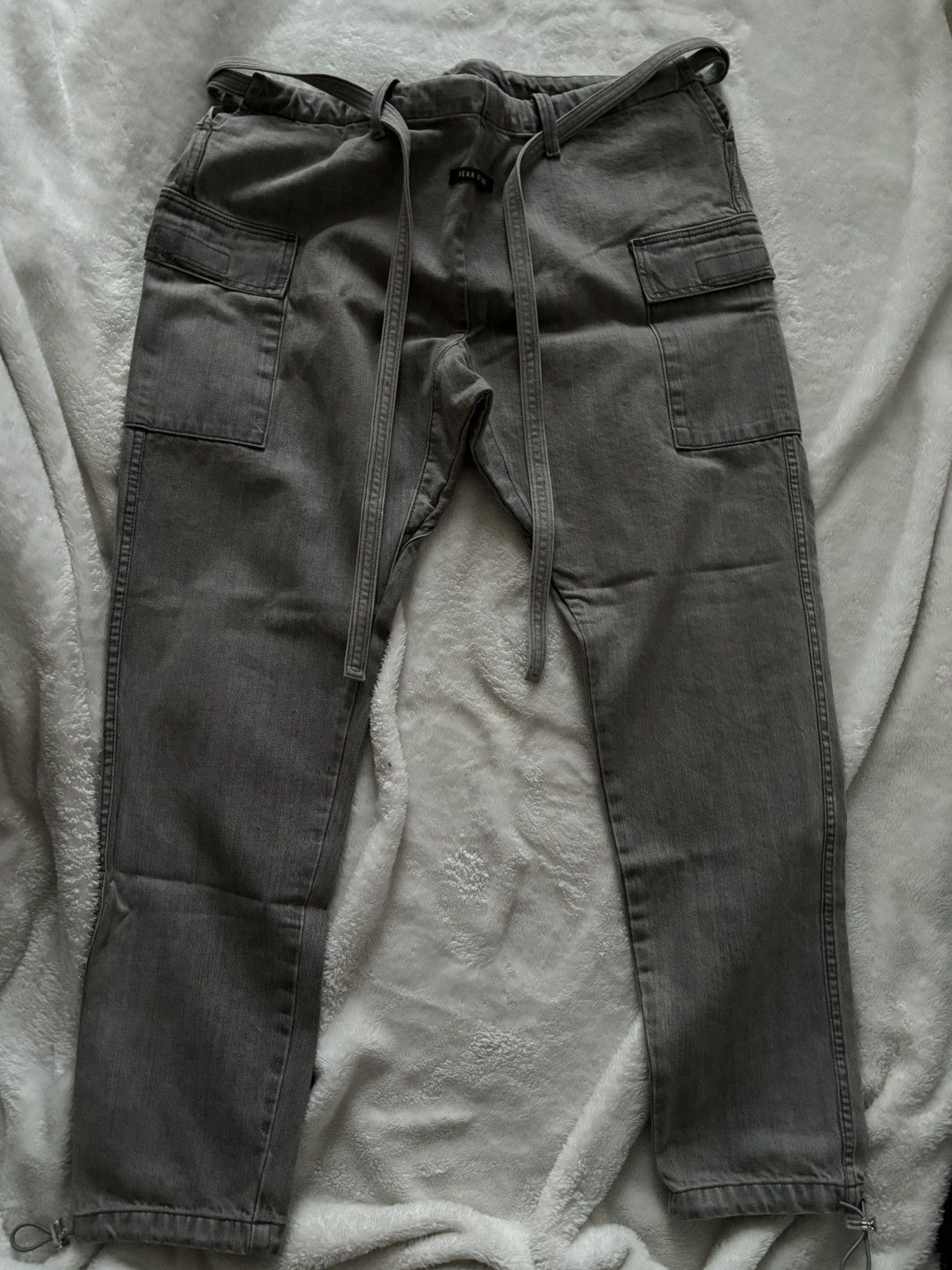 Fear of God Fear of God Grey Denim Jiu Jitsu Cargo Pants Sixth Collectio |  Grailed