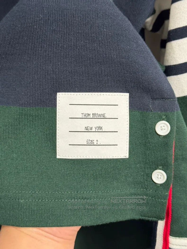Thom Browne Thom Browne Olive striped Polo shirt Size US M / EU 48-50 / 2 - 3 Thumbnail