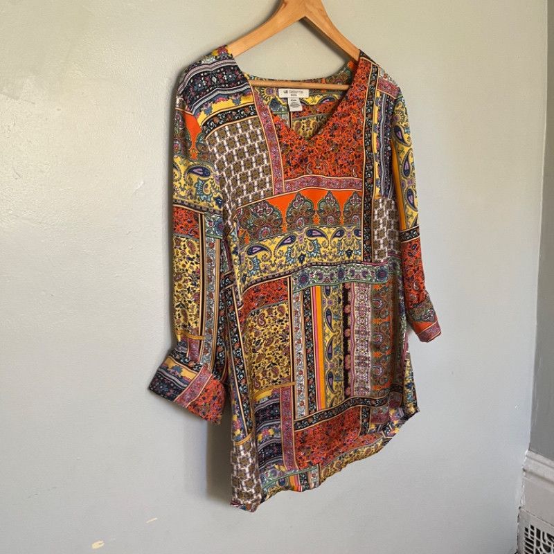 Designer Liz Claiborne Multicolor Tunic Top Size XL / US 12-14 / IT 48-50 - 1 Thumbnail