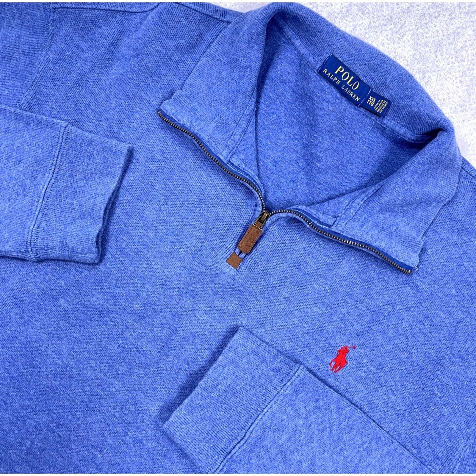 Polo Ralph Lauren Polo Ralph Lauren Men 2XL Blue Pullover 1/4 Zip Sweatshirt Size US XXL / EU 58 / 5 - 2 Thumbnail