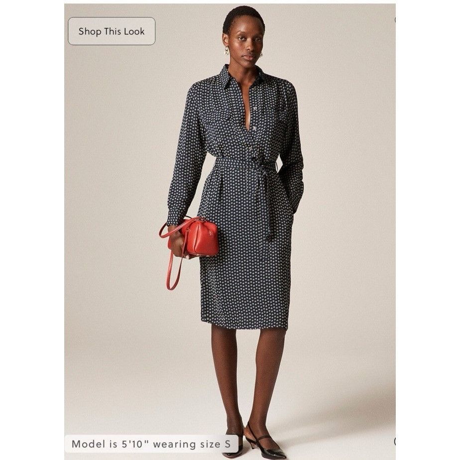 J.Crew J.Crew Tie-Waist Shirt-Dress In Daisy Floral Print Navy Sz 8 Size M / US 6-8 / IT 42-44 - 2 Thumbnail